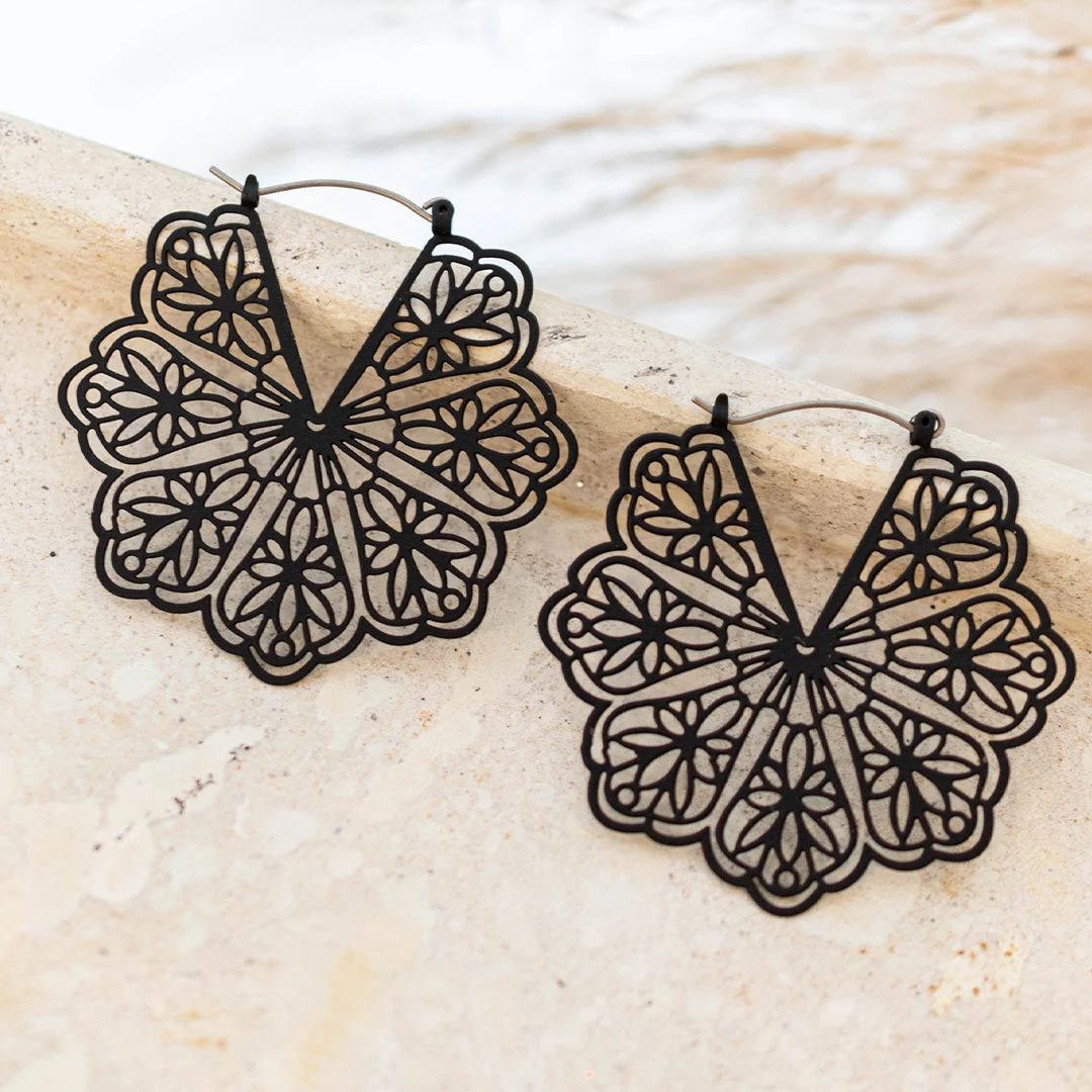 Cascading Movements Earrings, Black 4 Cascading Movements Earrings, Black - Image 4