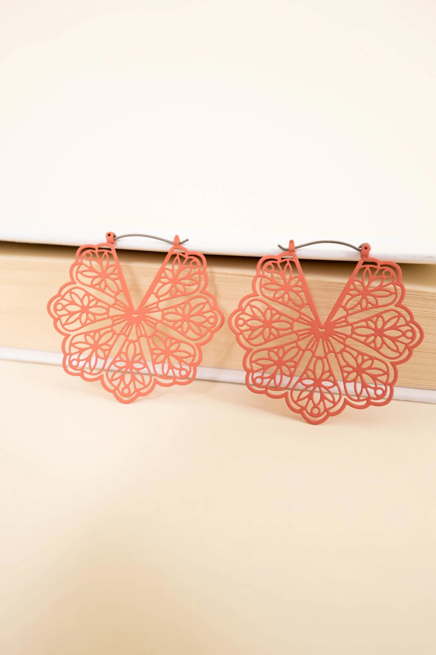 Cascading Movements Earrings, Coral 1 Cascading Movements Earrings, Coral
