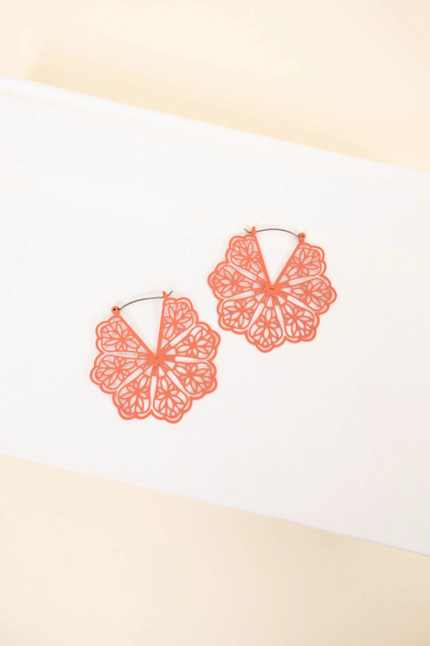 Cascading Movements Earrings, Coral 2 Cascading Movements Earrings, Coral - Image 2
