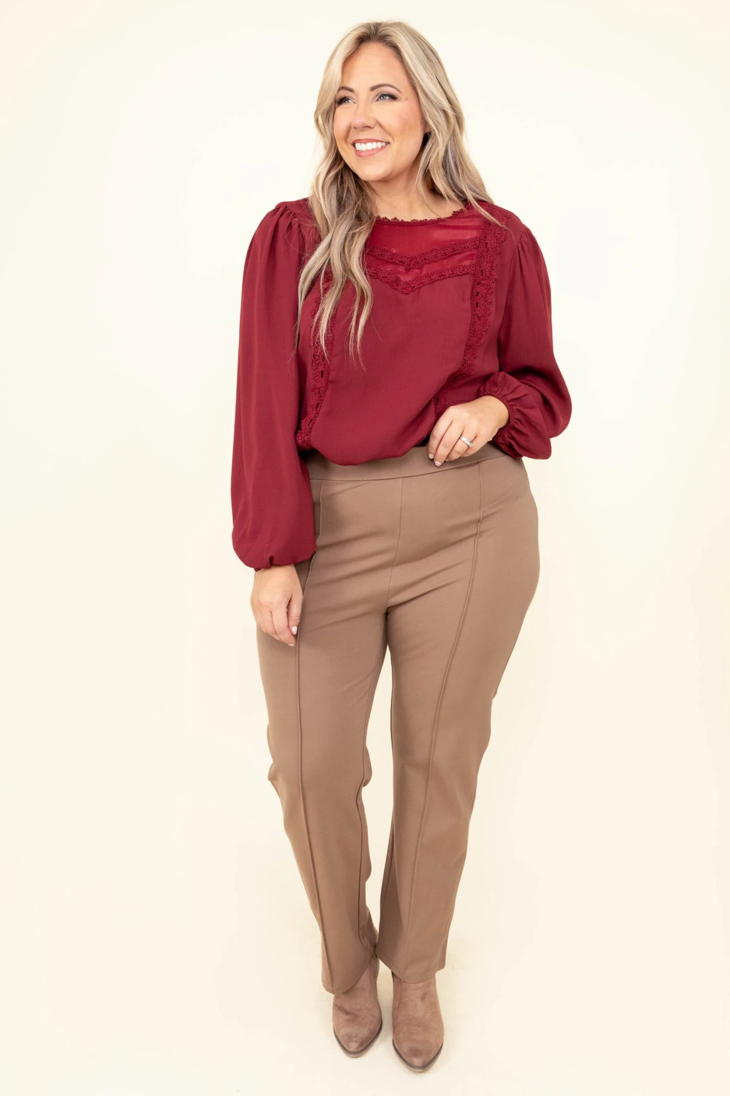 Cherish Love Pants, Taupe 2 Cherish Love Pants, Taupe - Image 2