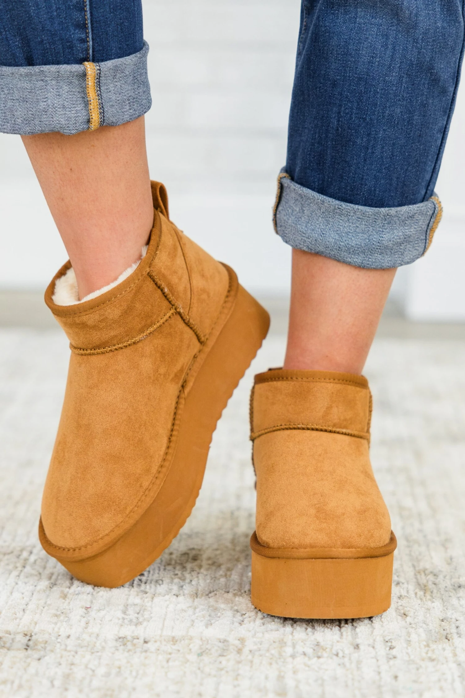 Cozy In Comfort Booties, Tan 3 Cozy In Comfort Booties, Tan - Image 3