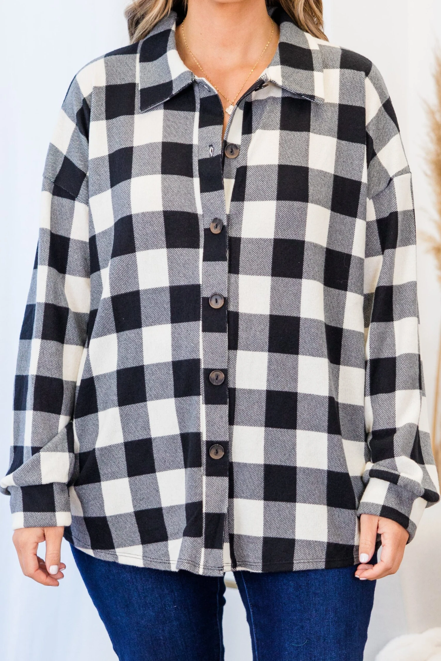 Cozy Strolls Shacket, Black-Ivory 5 Cozy Strolls Shacket, Black-Ivory - Image 5