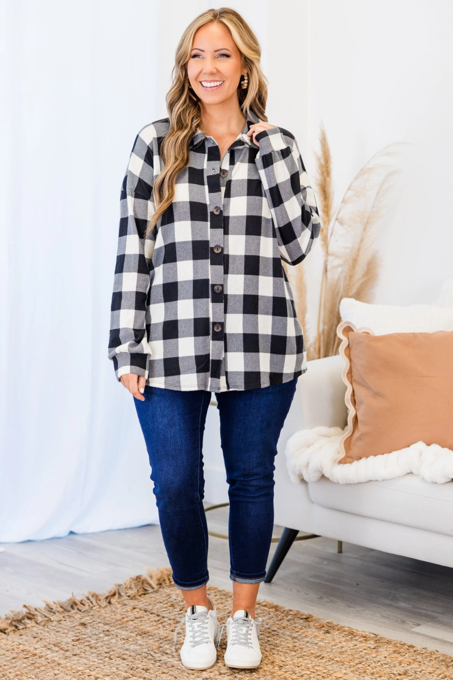 Cozy Strolls Shacket, Black-Ivory 3 Cozy Strolls Shacket, Black-Ivory - Image 3