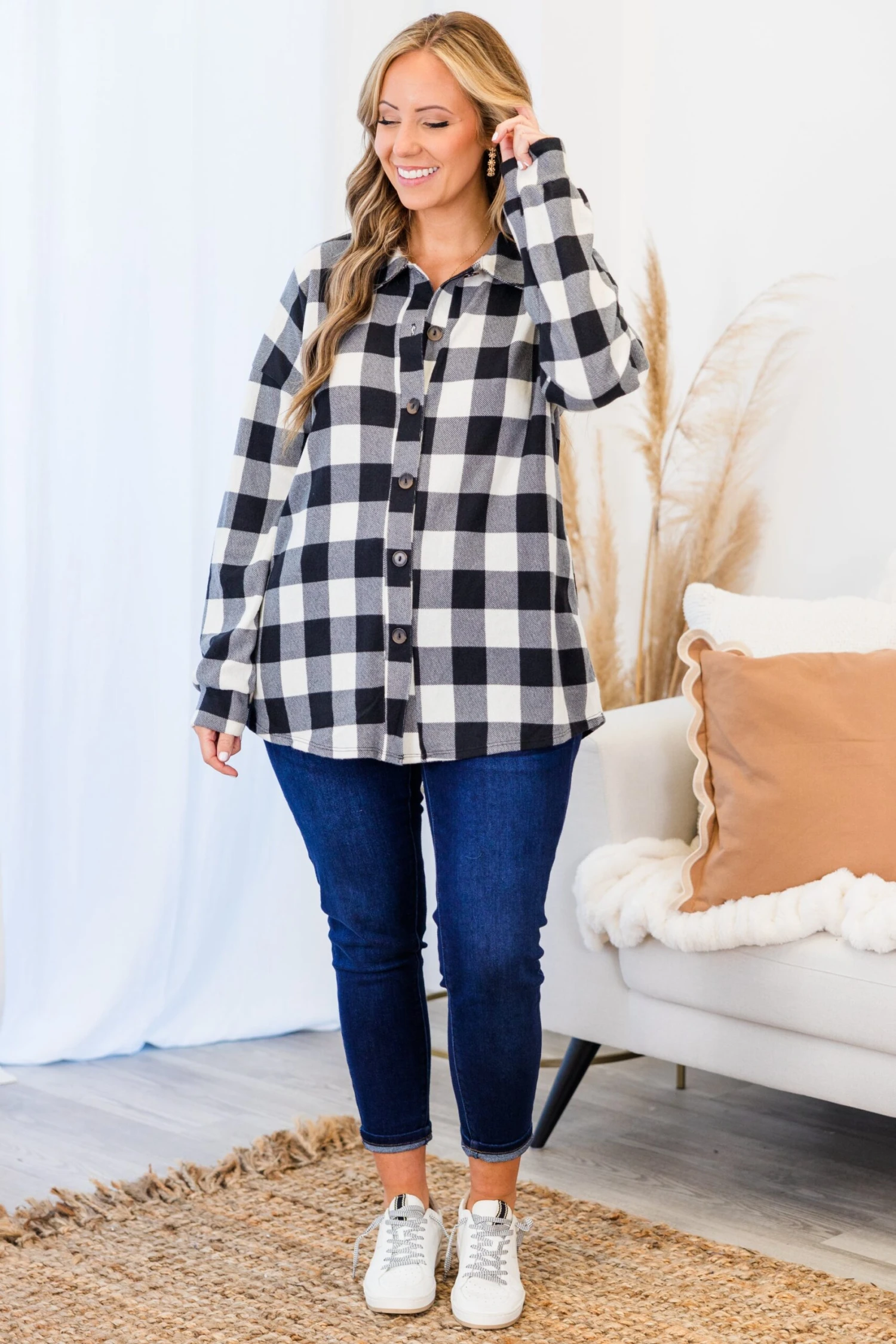 Cozy Strolls Shacket, Black-Ivory 4 Cozy Strolls Shacket, Black-Ivory - Image 4