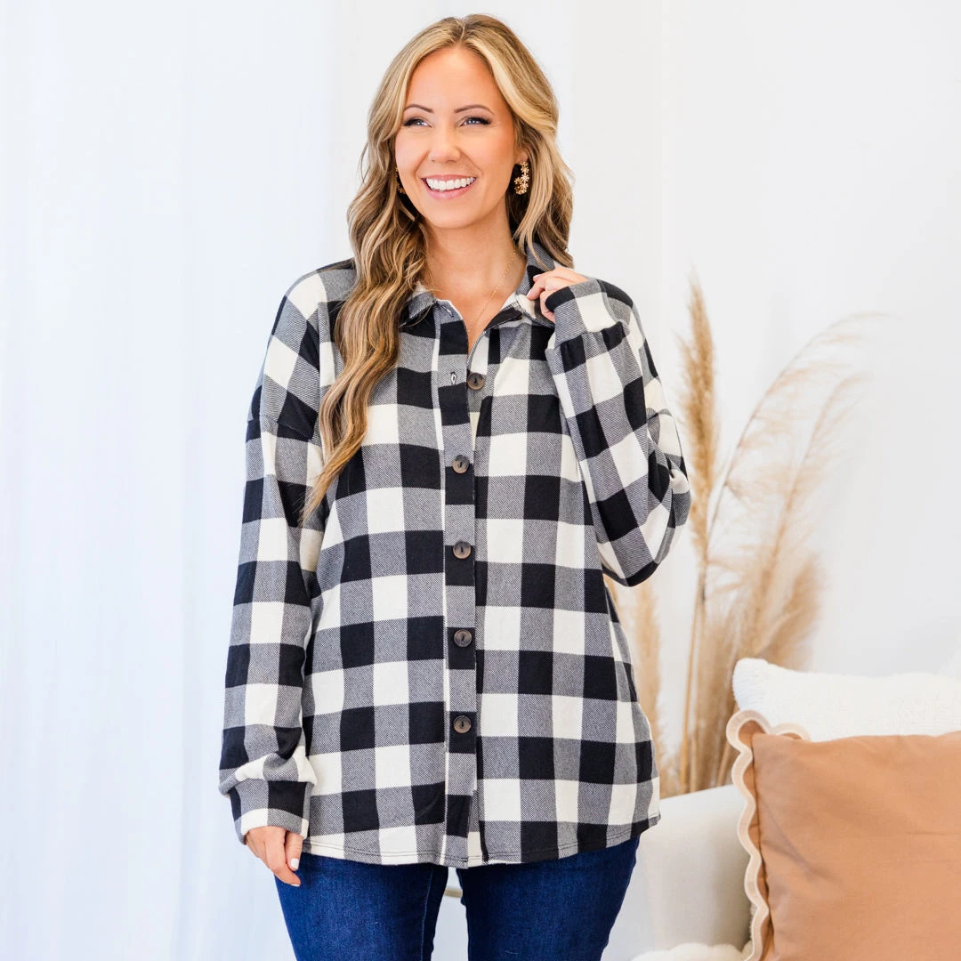 Cozy Strolls Shacket, Black-Ivory 1 Cozy Strolls Shacket, Black-Ivory