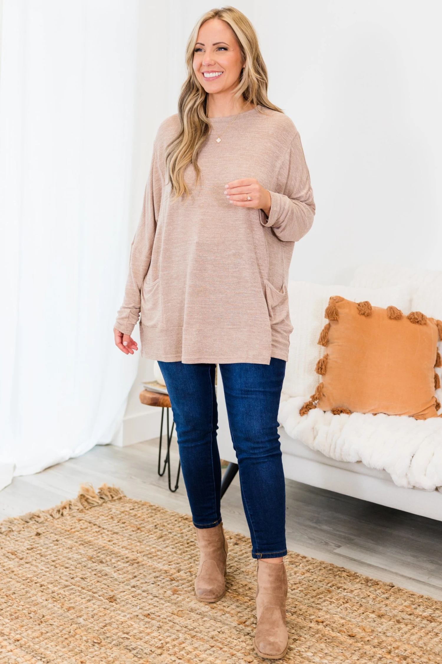 Crisp Autumn Air Tunic, Taupe 2 Crisp Autumn Air Tunic, Taupe - Image 2