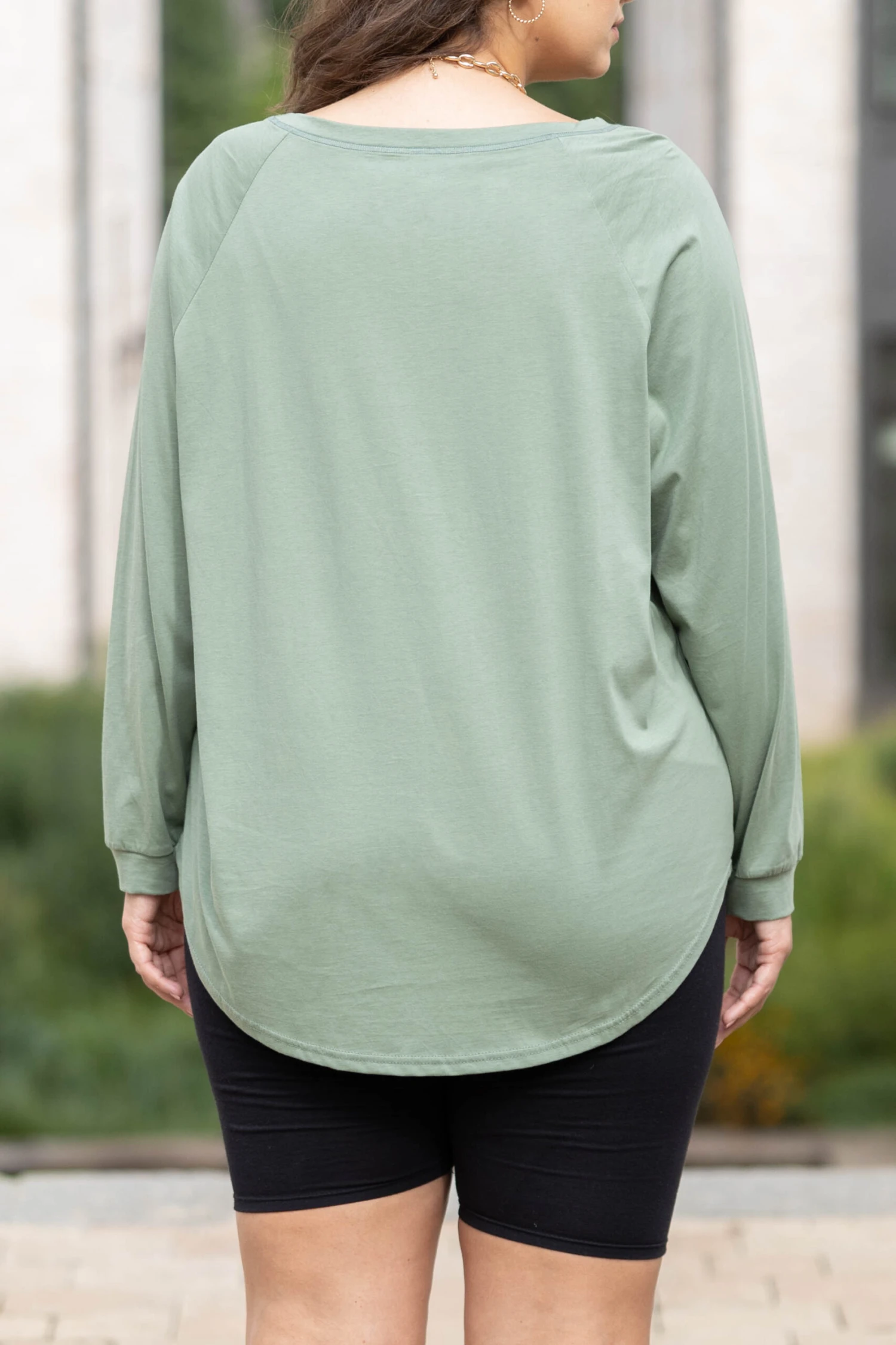 Curved Hem Slouchy Dolman Tunic, Sage 8 Curved Hem Slouchy Dolman Tunic, Sage - Image 8