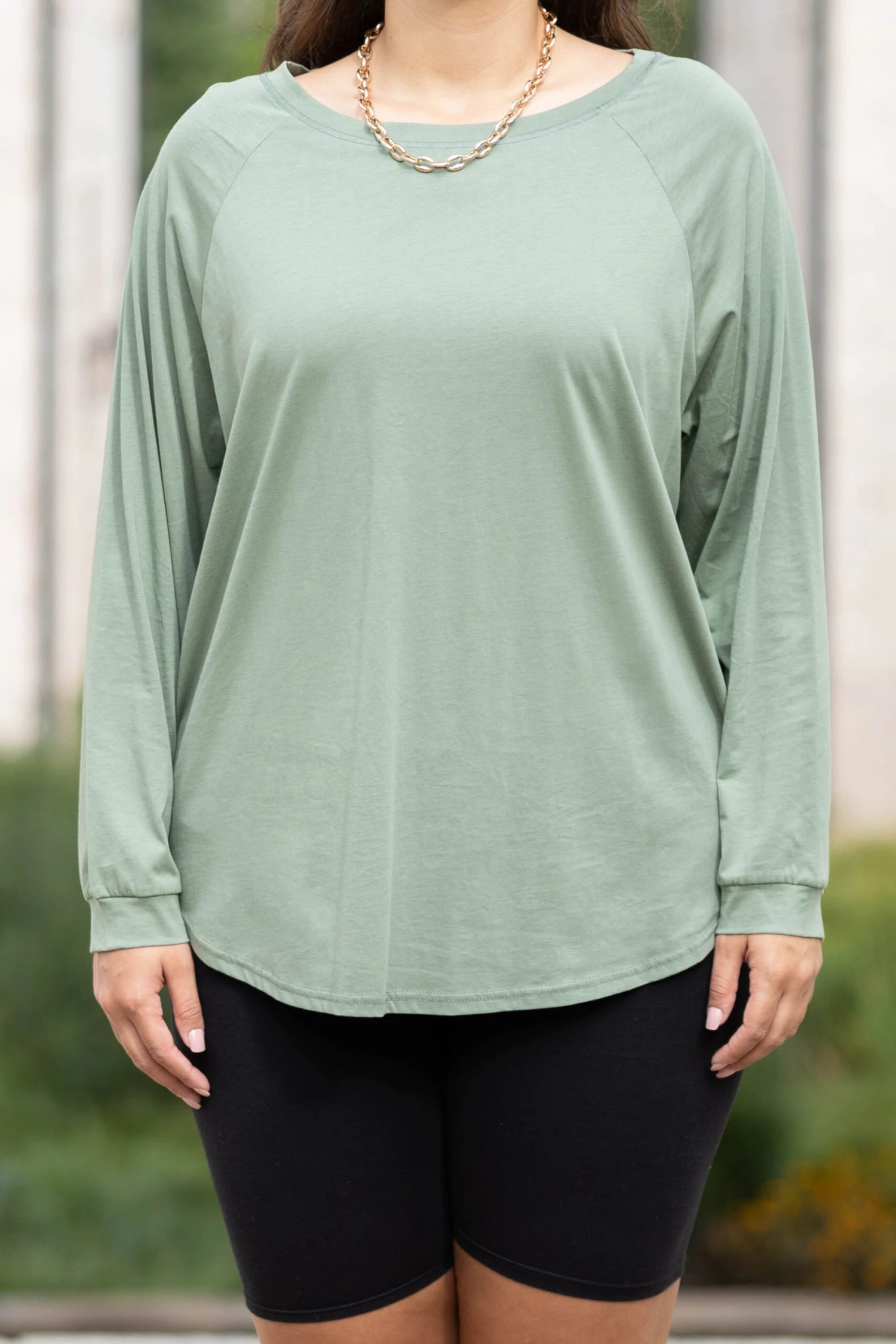 Curved Hem Slouchy Dolman Tunic, Sage 7 Curved Hem Slouchy Dolman Tunic, Sage - Image 7