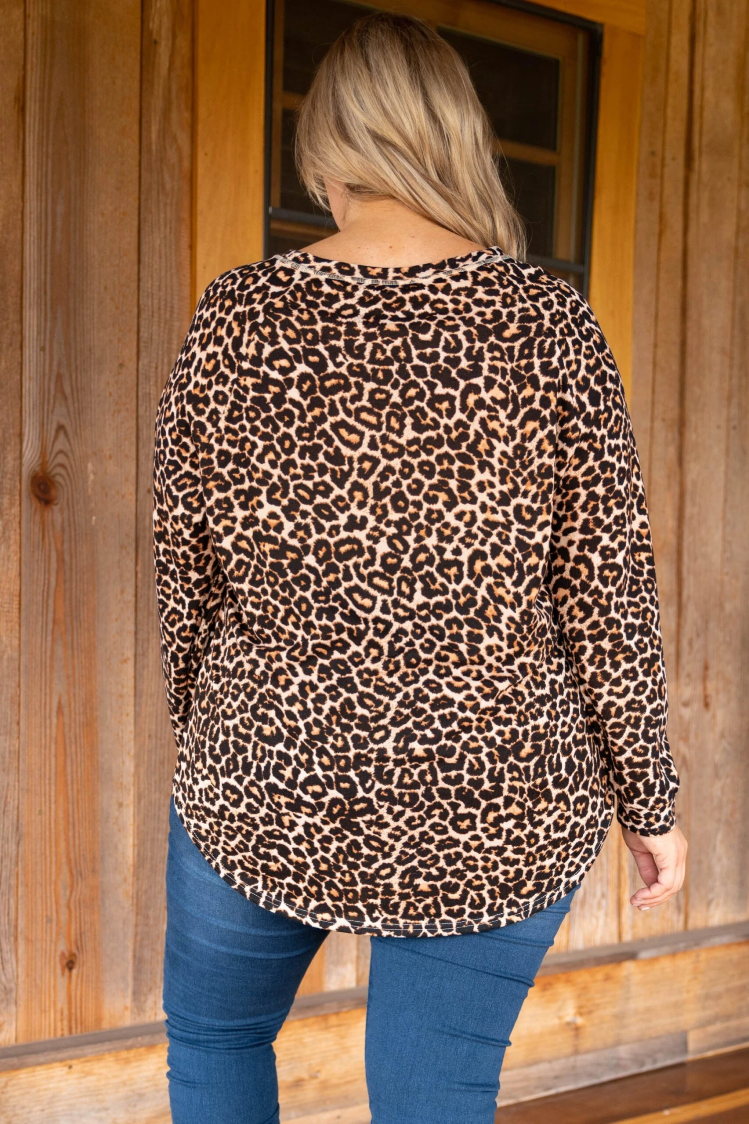 Curved Hem Slouchy Dolman Tunic, Leopard 6 Curved Hem Slouchy Dolman Tunic, Leopard - Image 6