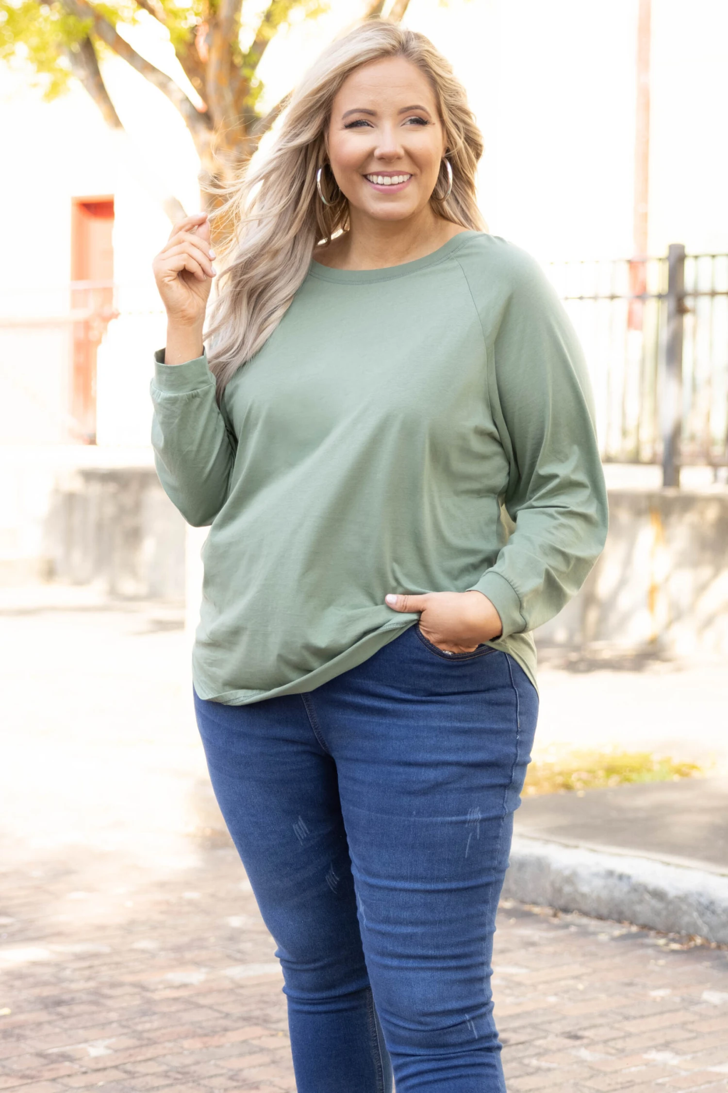 Curved Hem Slouchy Dolman Tunic, Sage 1 Curved Hem Slouchy Dolman Tunic, Sage