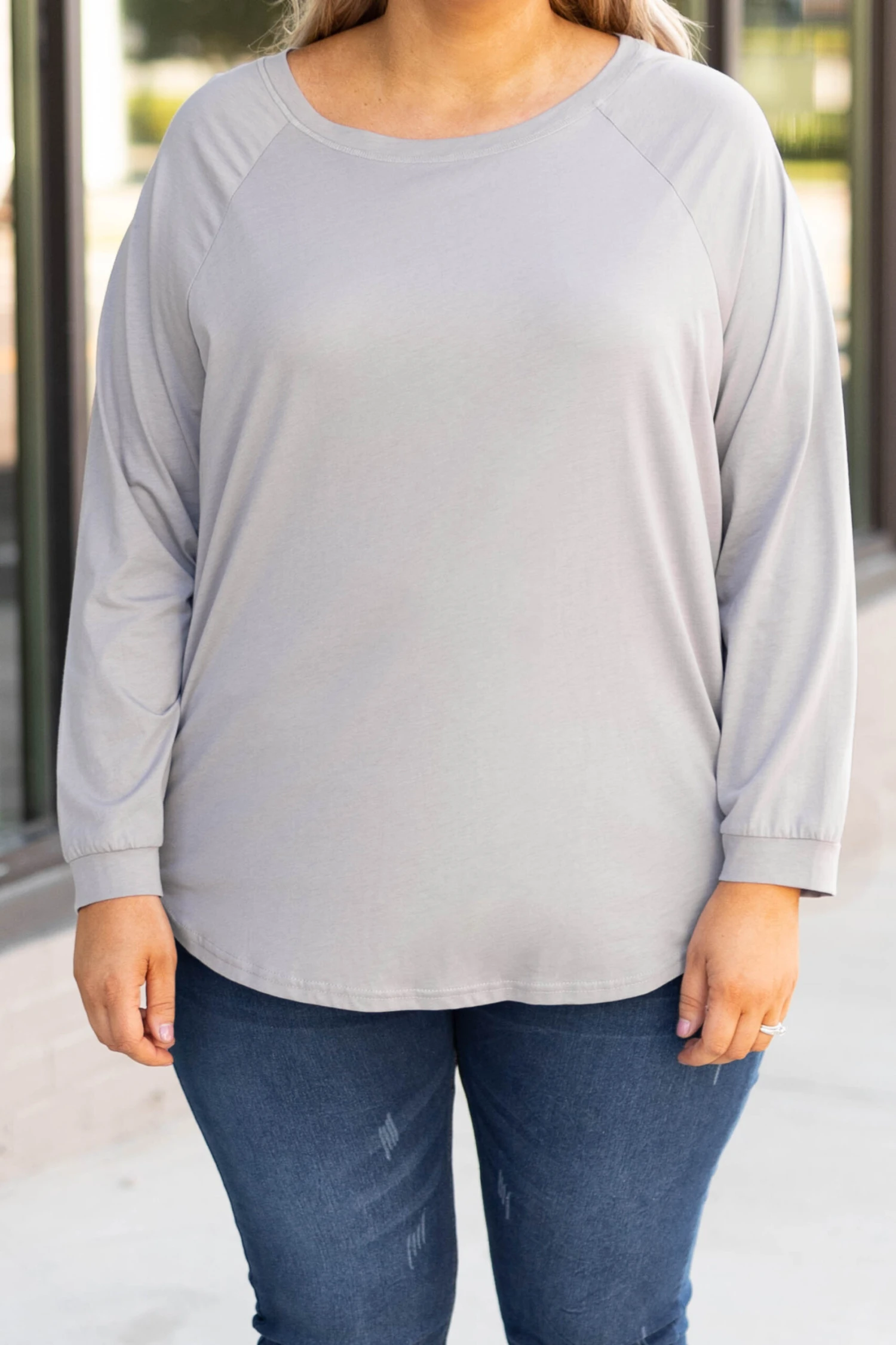 Curved Hem Slouchy Dolman Tunic, Smokey Gray 4 Curved Hem Slouchy Dolman Tunic, Smokey Gray - Image 4
