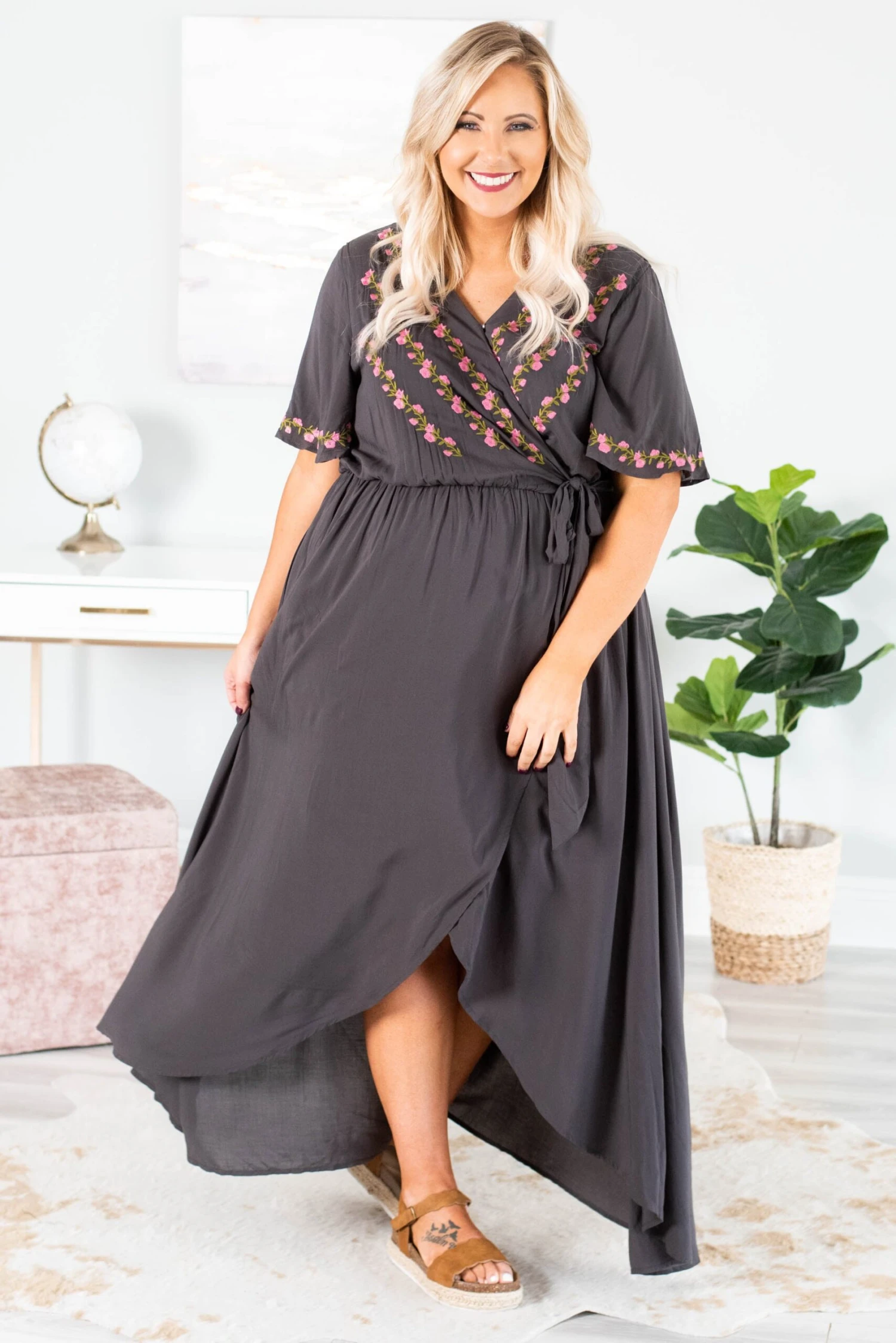 Born To Be Free Dress, Charcoal 2 Born To Be Free Dress, Charcoal - Image 2