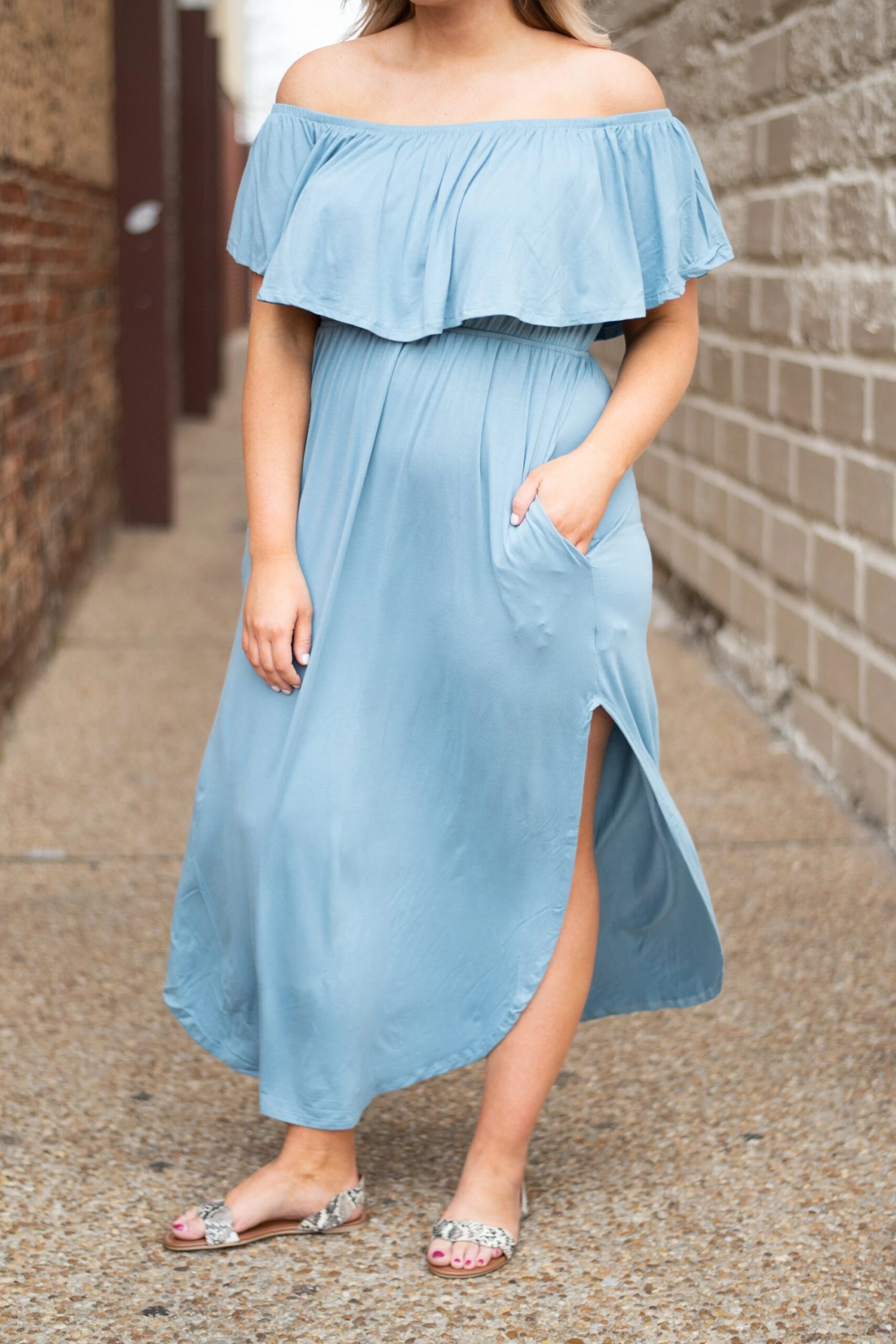 By The Boardwalk Maxi Dress, Chambray 3 By The Boardwalk Maxi Dress, Chambray - Image 3