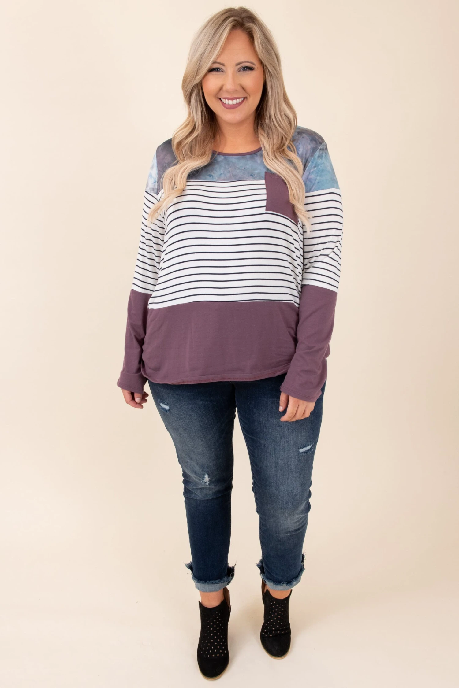 A Whole New Love Top, Purple Cement-Ivory 2 A Whole New Love Top, Purple Cement-Ivory - Image 2