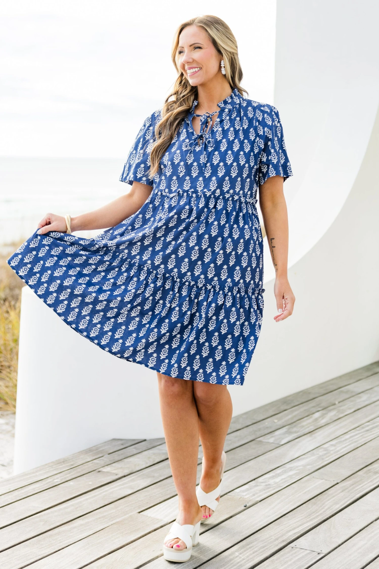 Distant Moon Dress, Navy 3 Distant Moon Dress, Navy - Image 3