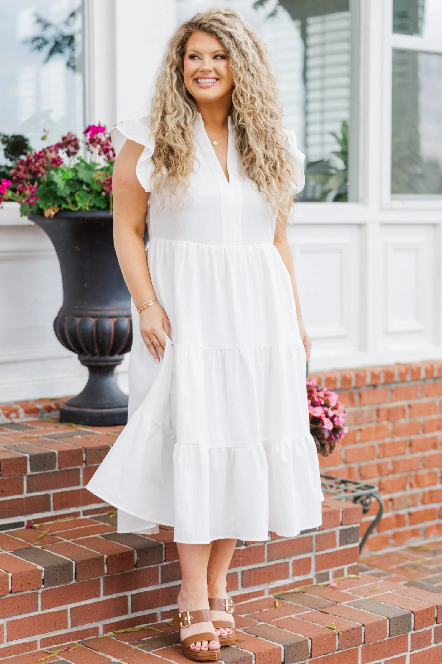 Don't Leave So Soon Midi Dress, White 3 Don't Leave So Soon Midi Dress, White - Image 3