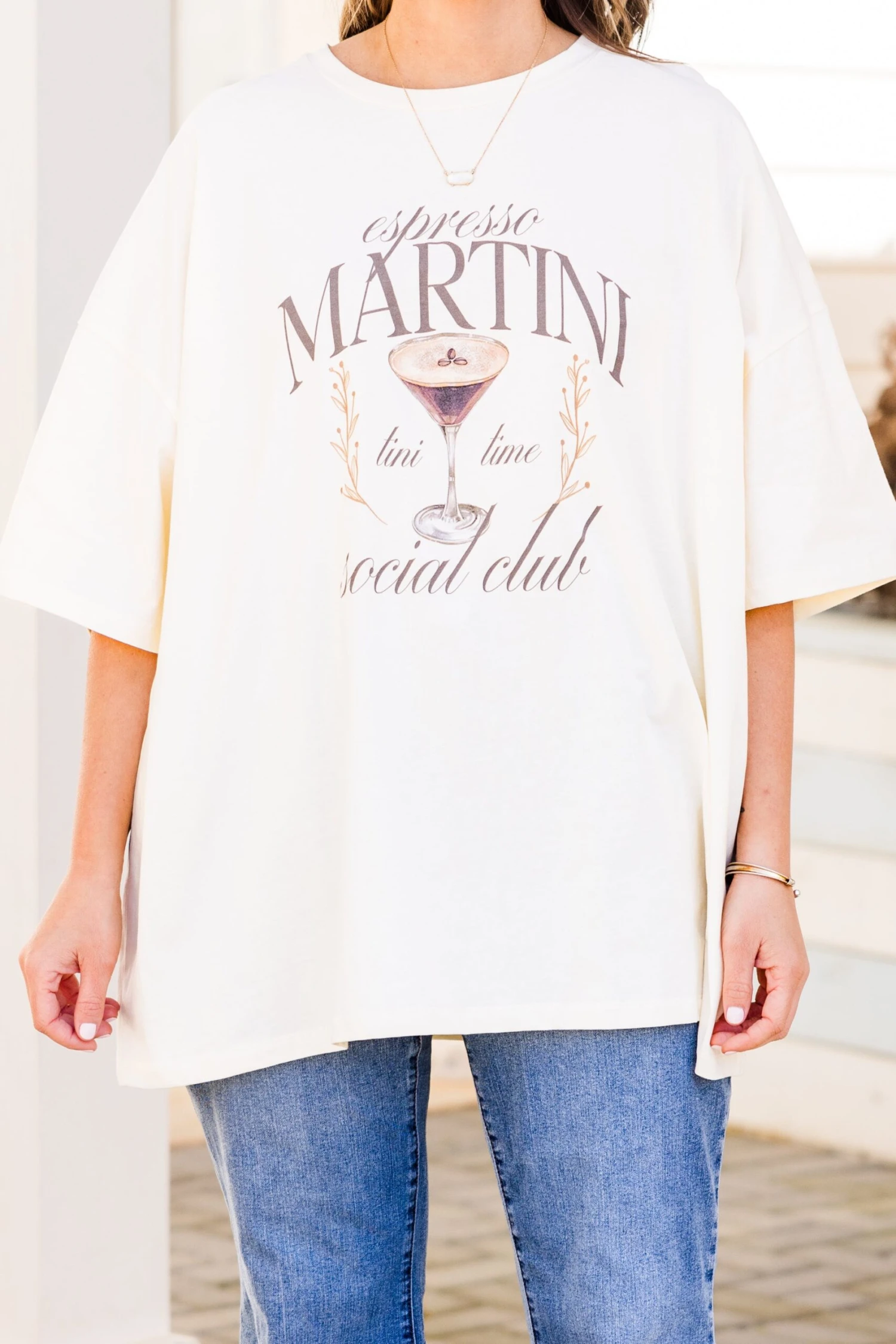 Espresso Martini Social Club Boyfriend Tee, Ivory 5 Espresso Martini Social Club Boyfriend Tee, Ivory - Image 5