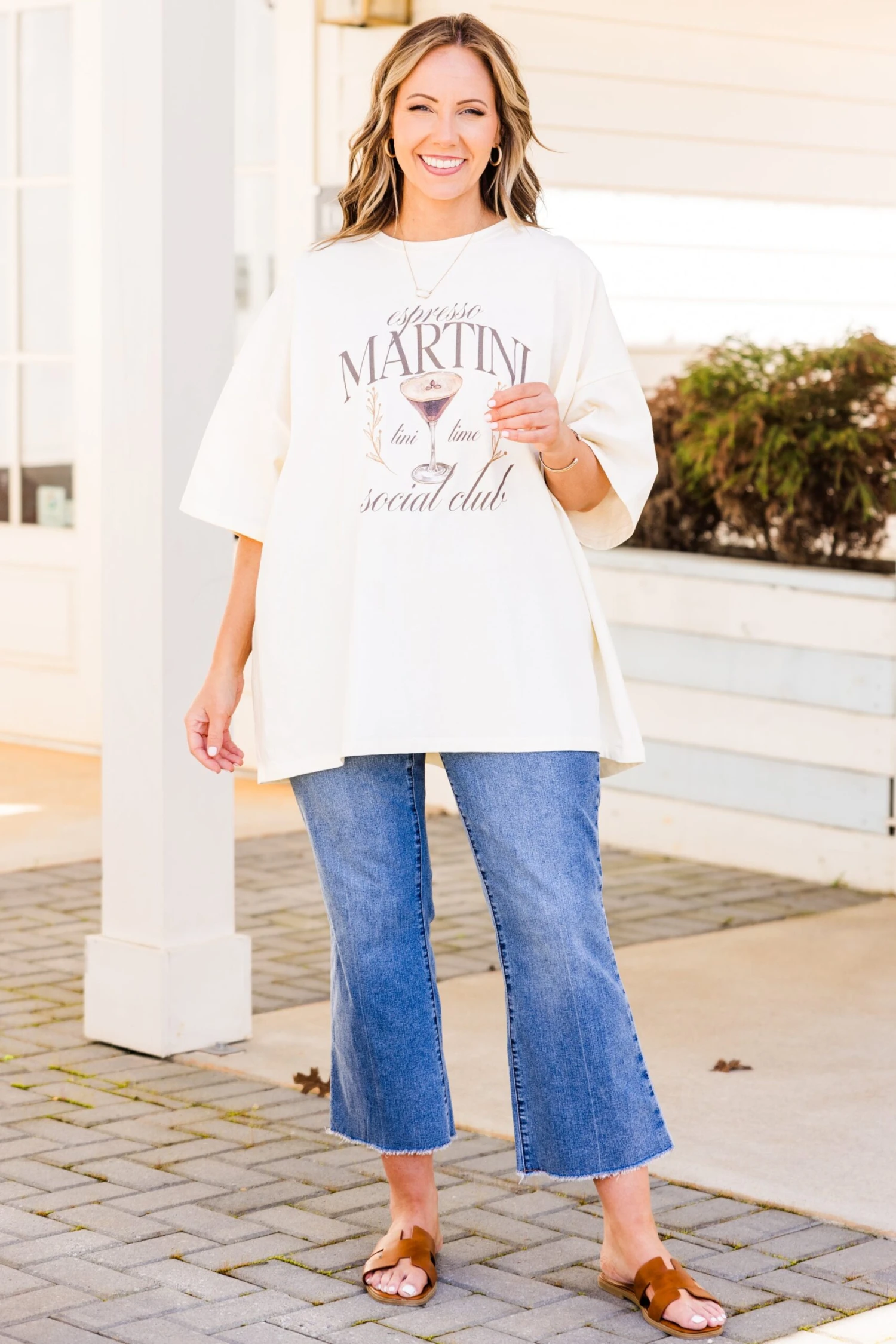 Espresso Martini Social Club Boyfriend Tee, Ivory 3 Espresso Martini Social Club Boyfriend Tee, Ivory - Image 3