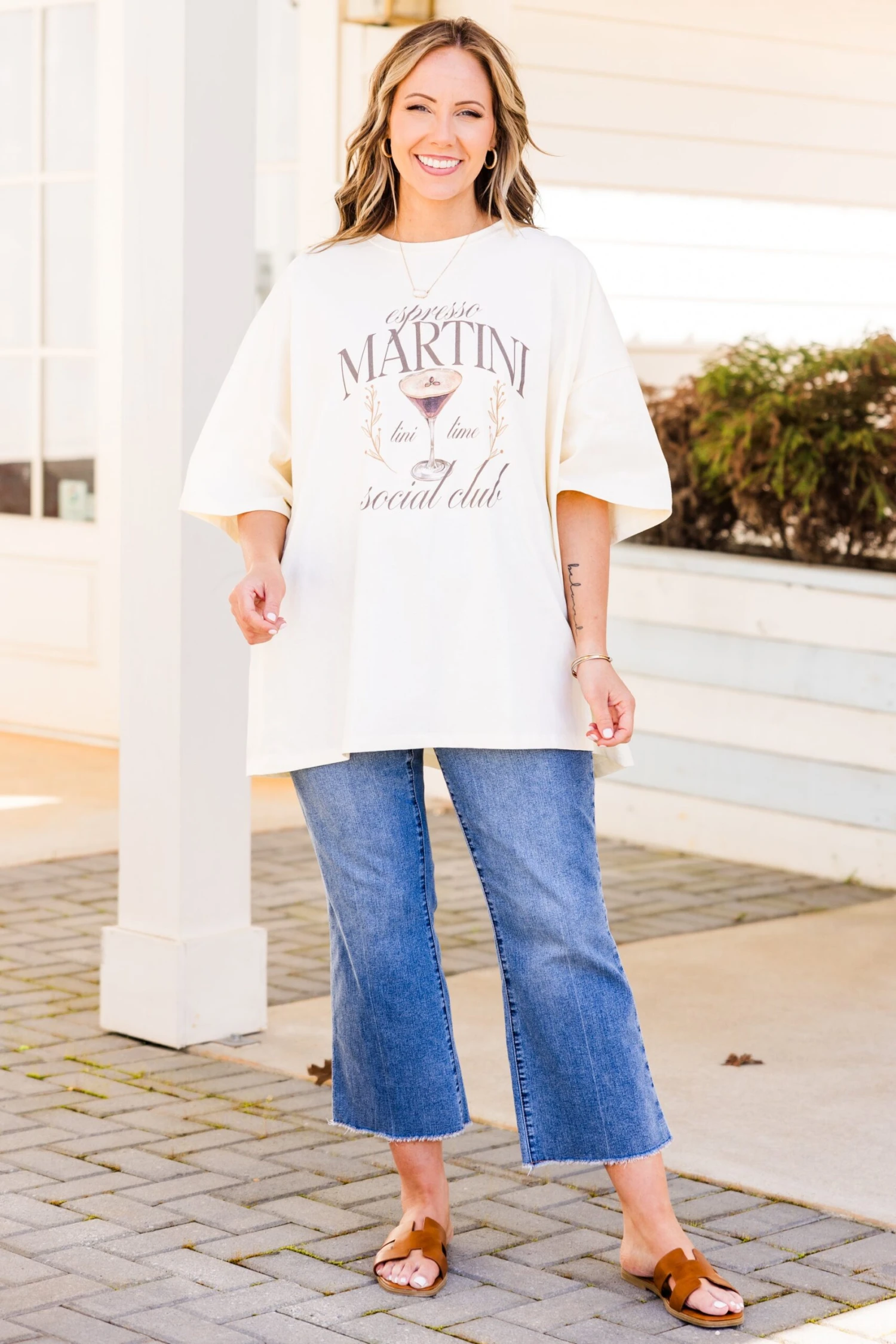 Espresso Martini Social Club Boyfriend Tee, Ivory 4 Espresso Martini Social Club Boyfriend Tee, Ivory - Image 4