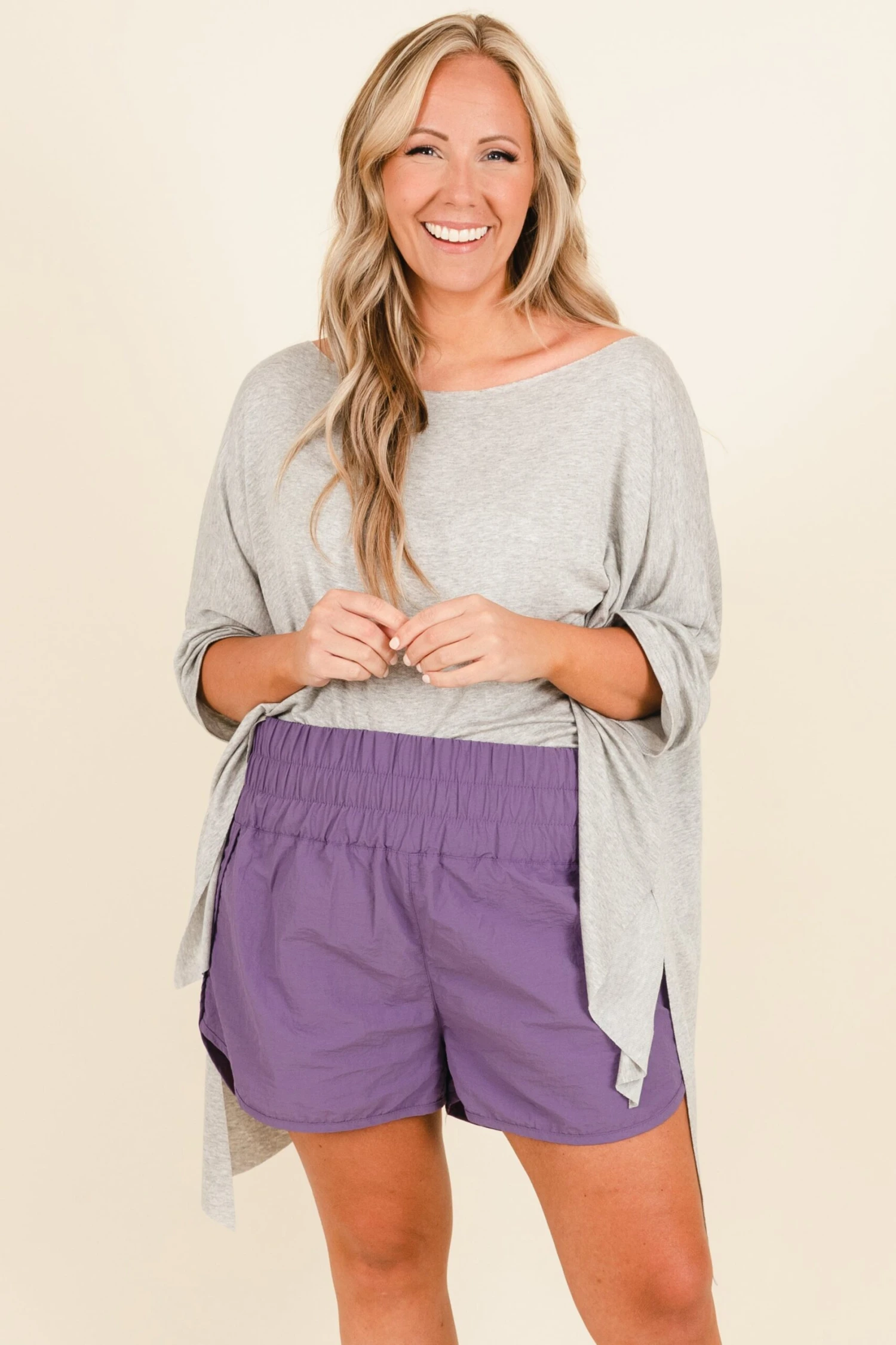 Feeling Motivated Shorts, Lilac Grey 2 Feeling Motivated Shorts, Lilac Grey - Image 2