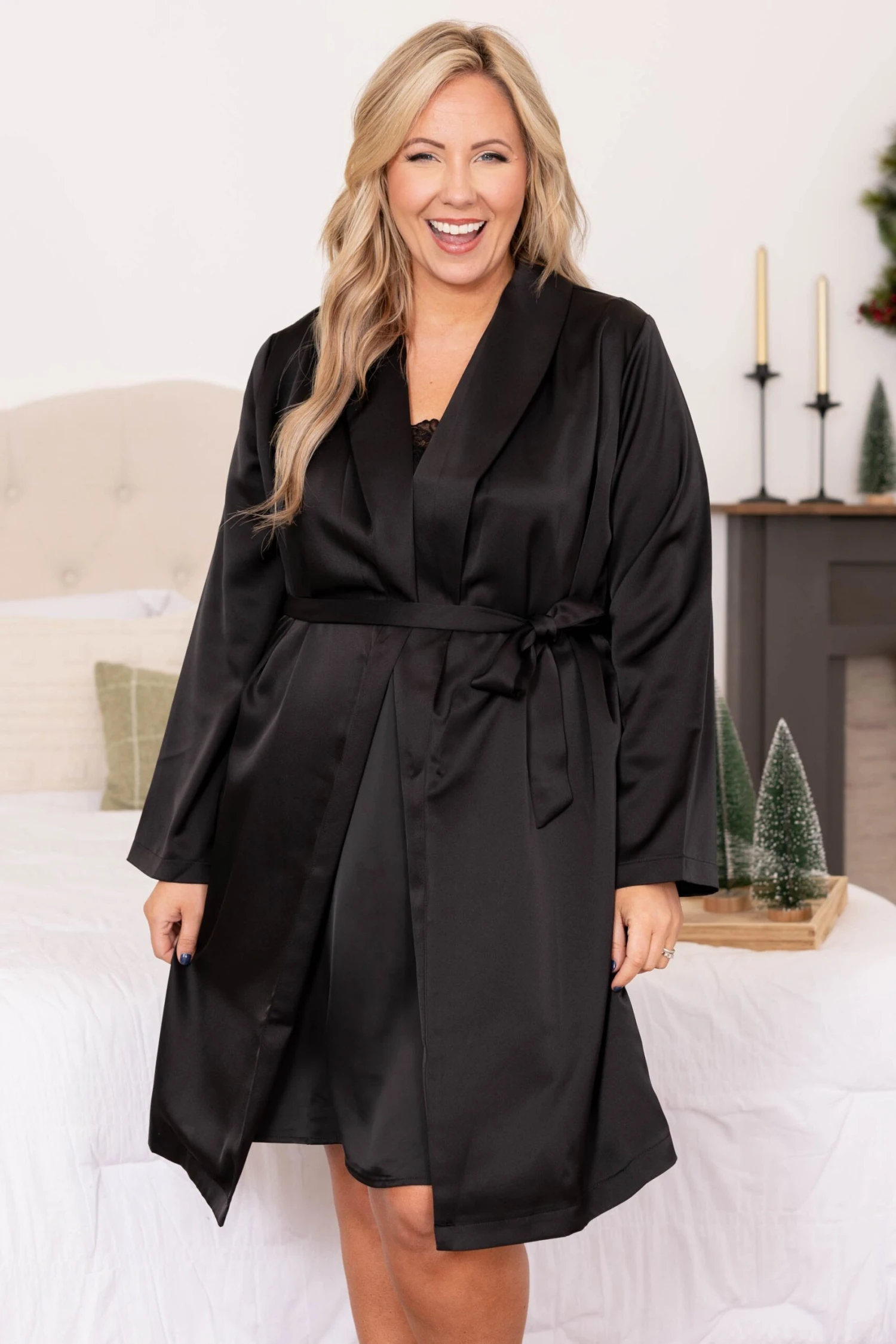 Find Your Inner Beauty Silky Satin Robe, Black 1 Find Your Inner Beauty Silky Satin Robe, Black