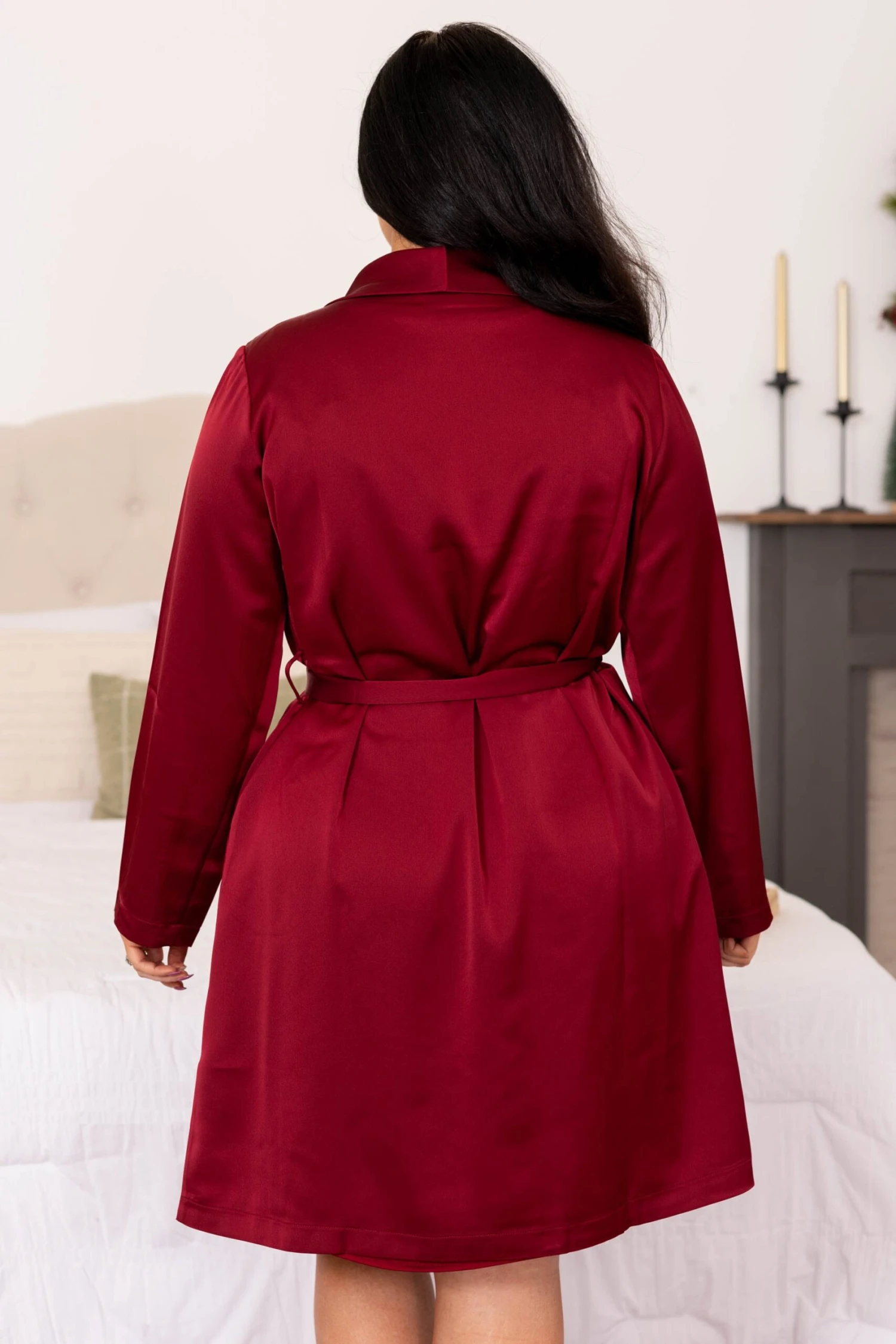 Find Your Inner Beauty Silky Satin Robe, Wine 5 Find Your Inner Beauty Silky Satin Robe, Wine - Image 5