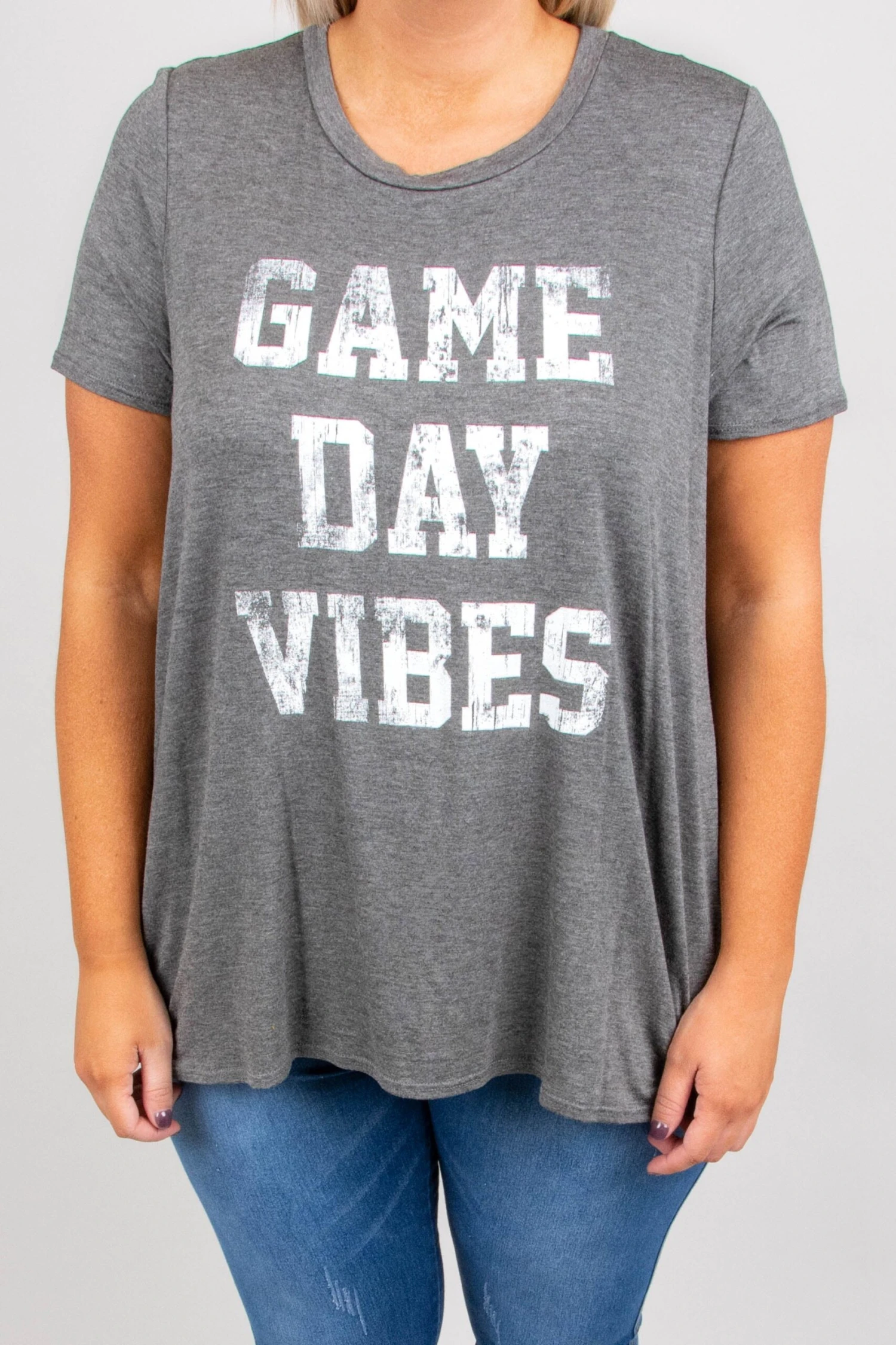 Game Day Vibes Top, Charcoal 3 Game Day Vibes Top, Charcoal - Image 3