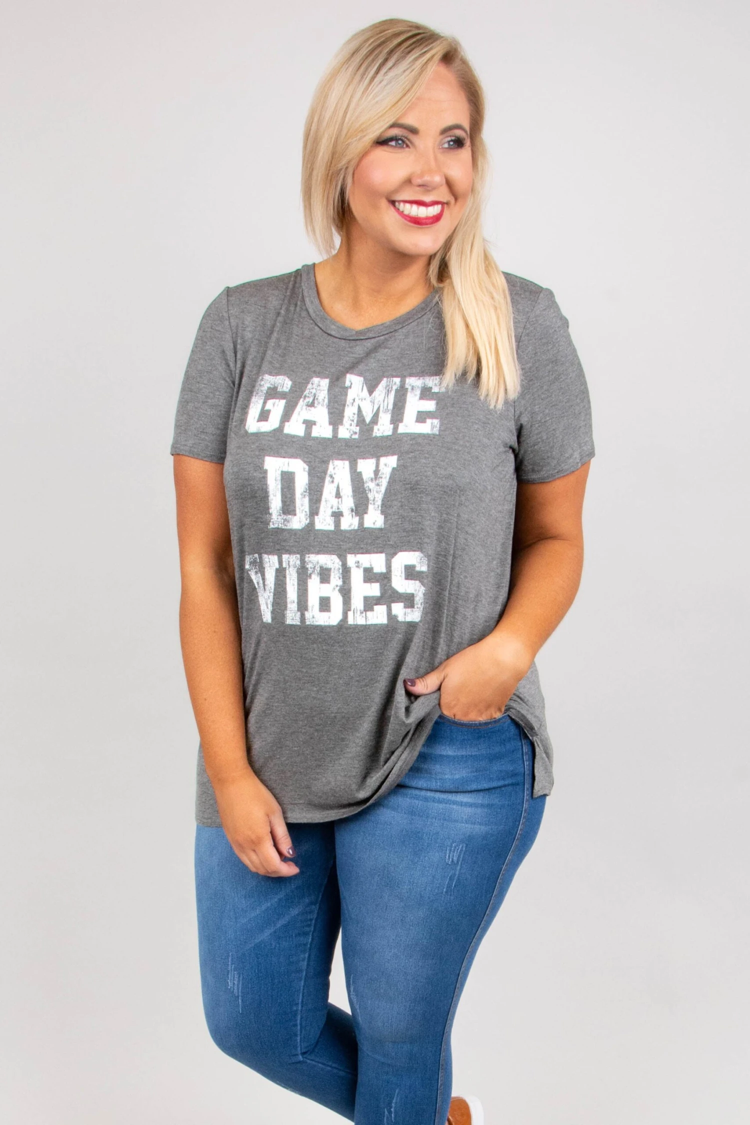 Game Day Vibes Top, Charcoal 1 Game Day Vibes Top, Charcoal