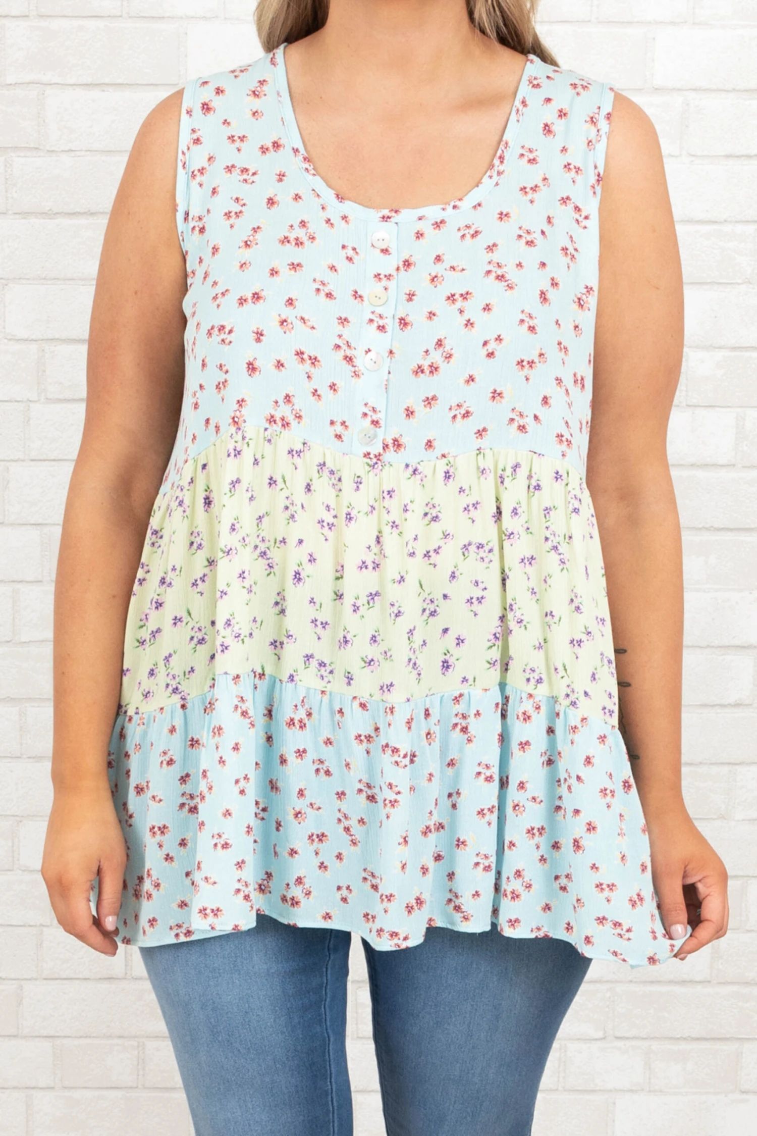 Garden Melodies Top, Baby Blue Yellow 4 Garden Melodies Top, Baby Blue Yellow - Image 4