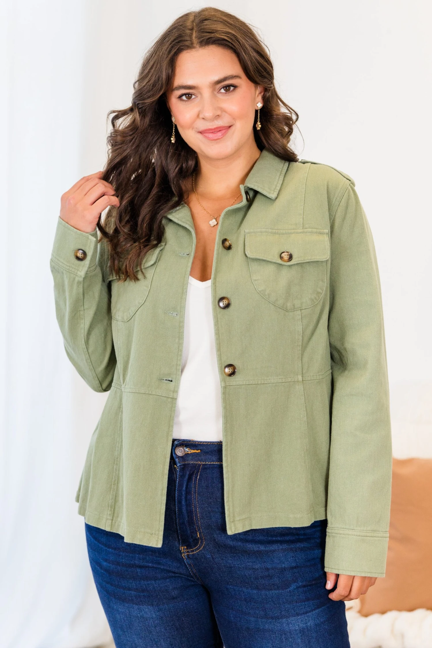 I Can Make You Mine Shacket, Olive 2 I Can Make You Mine Shacket, Olive - Image 2