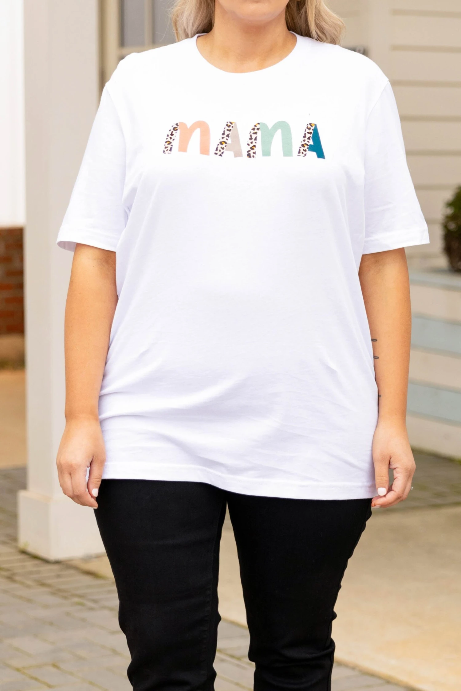 Leopard Mama Tee, White 4 Leopard Mama Tee, White - Image 4