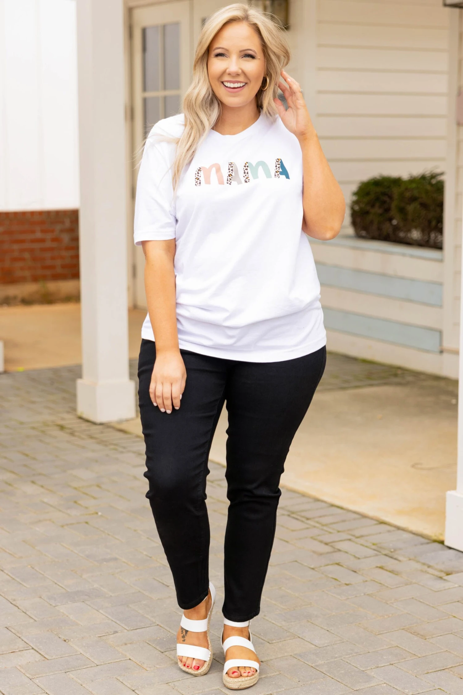 Leopard Mama Tee, White 3 Leopard Mama Tee, White - Image 3