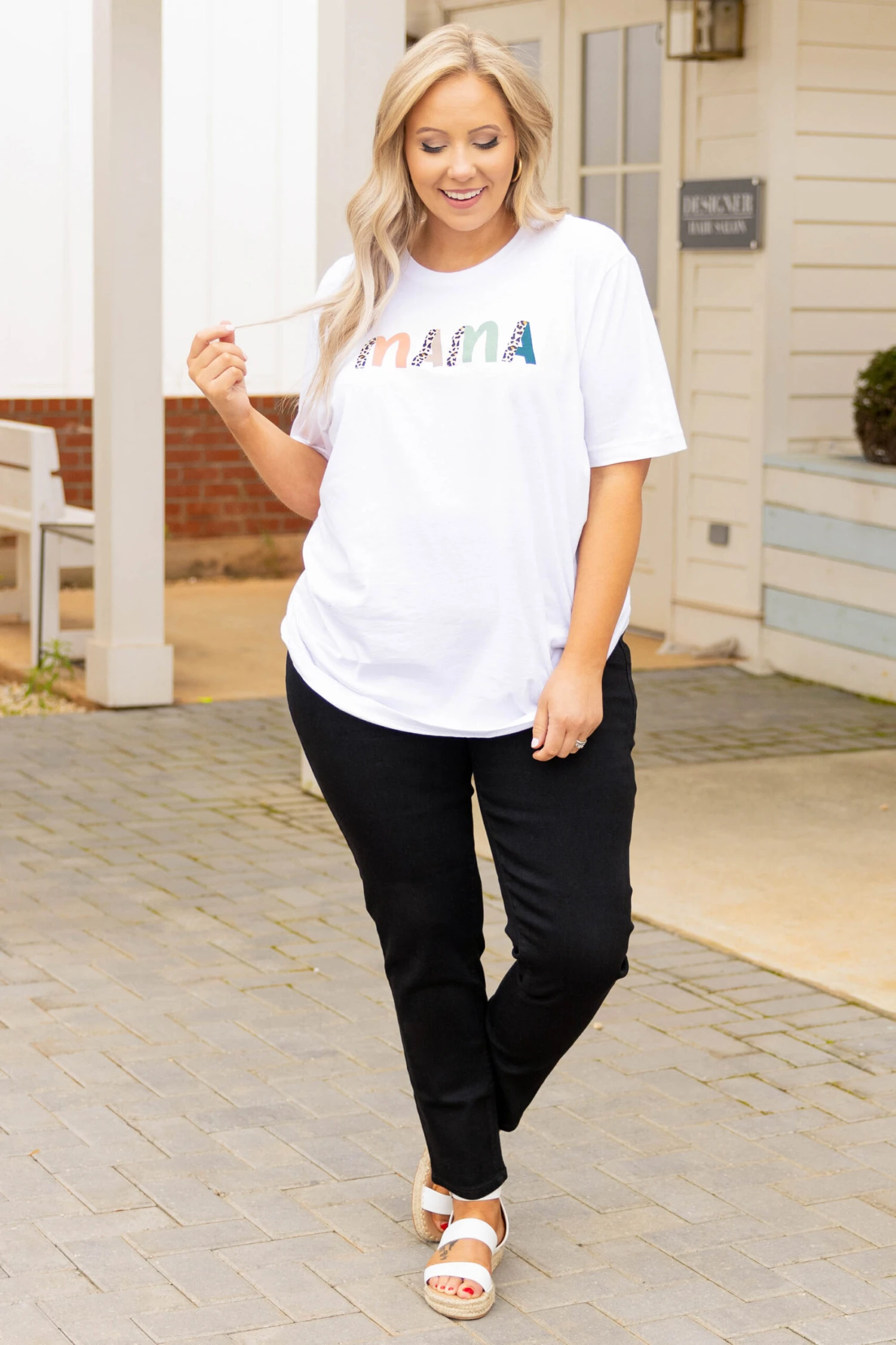 Leopard Mama Tee, White 2 Leopard Mama Tee, White - Image 2