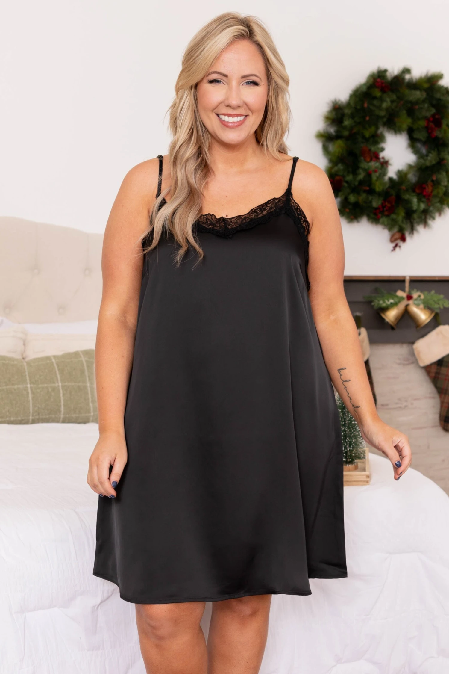 Let Yourself Be Loved Silky Night Slip, Black 1 Let Yourself Be Loved Silky Night Slip, Black