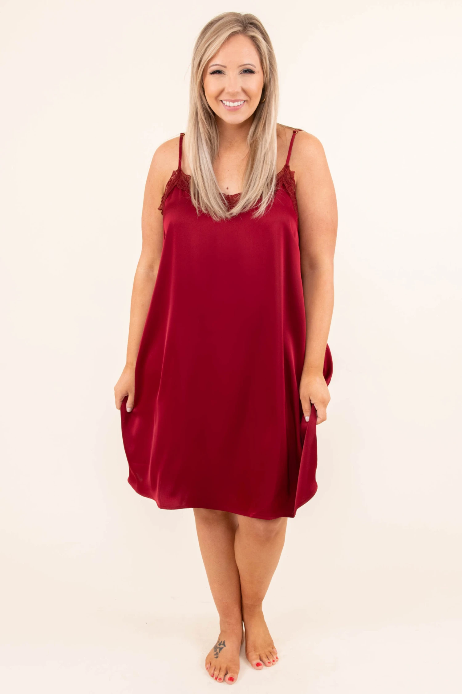 Let Yourself Be Loved Silky Night Slip, Wine 3 Let Yourself Be Loved Silky Night Slip, Wine - Image 3