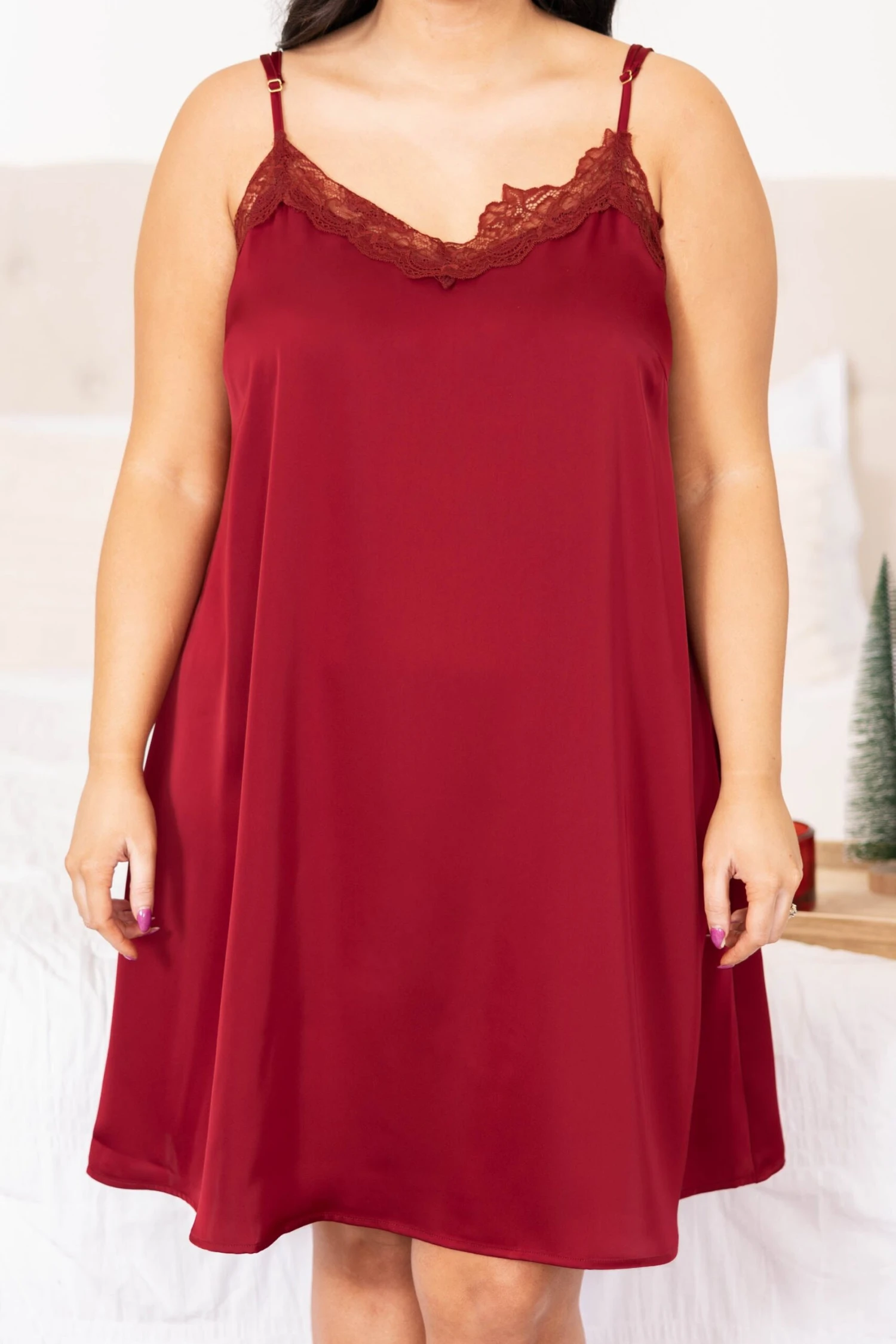 Let Yourself Be Loved Silky Night Slip, Wine 5 Let Yourself Be Loved Silky Night Slip, Wine - Image 5