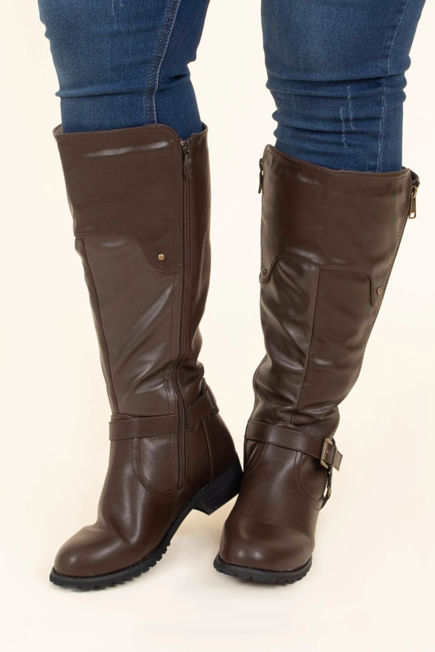 Nashville Smile Wide Calf Boots, Brown 2 Nashville Smile Wide Calf Boots, Brown - Image 2