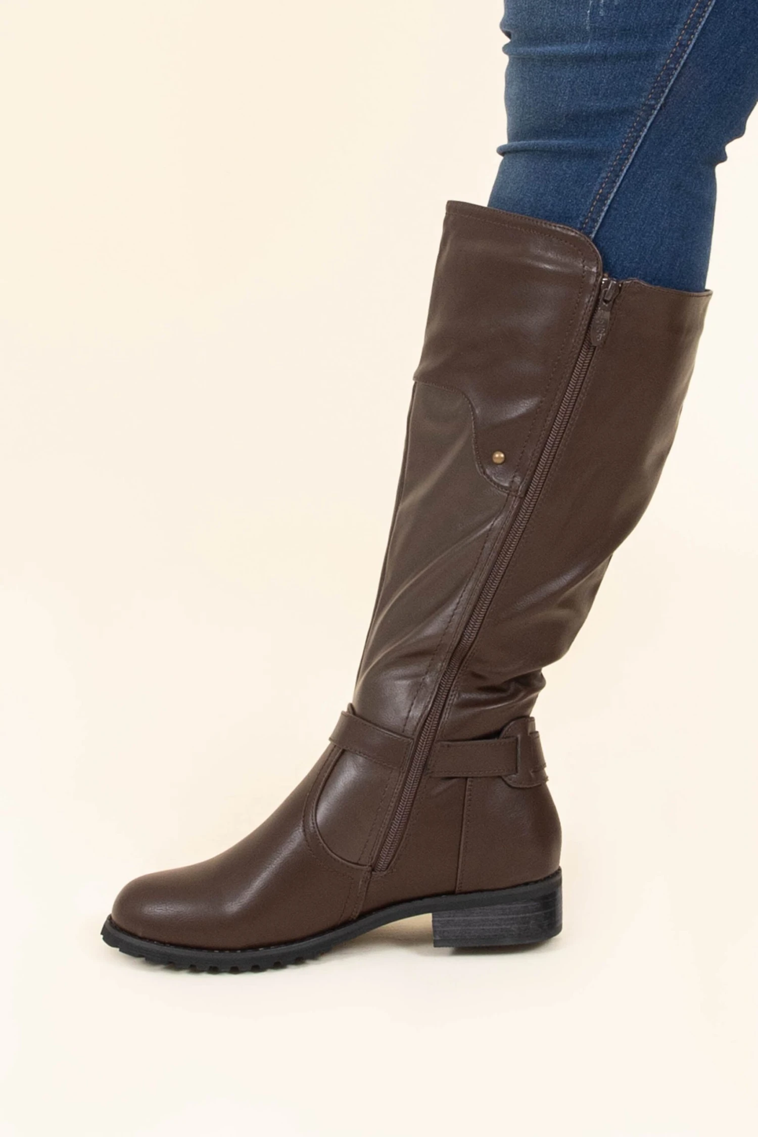 Nashville Smile Wide Calf Boots, Brown 3 Nashville Smile Wide Calf Boots, Brown - Image 3