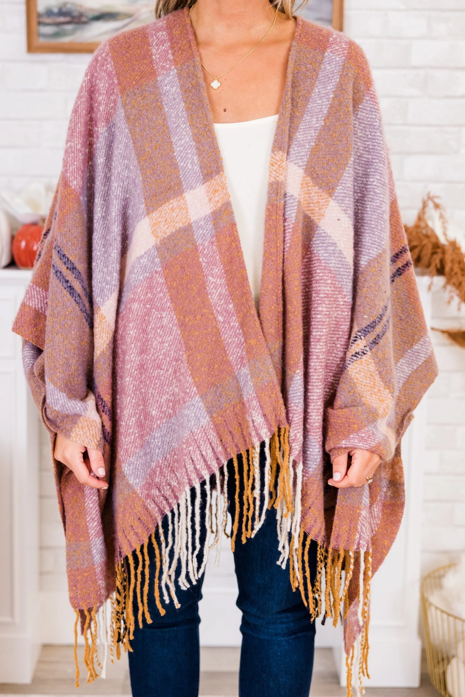 One Less Lonely Girl Poncho, Mauve 5 One Less Lonely Girl Poncho, Mauve - Image 5