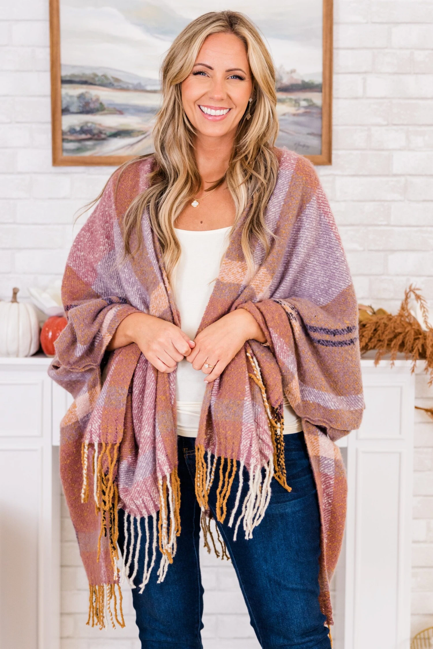 One Less Lonely Girl Poncho, Mauve 2 One Less Lonely Girl Poncho, Mauve - Image 2