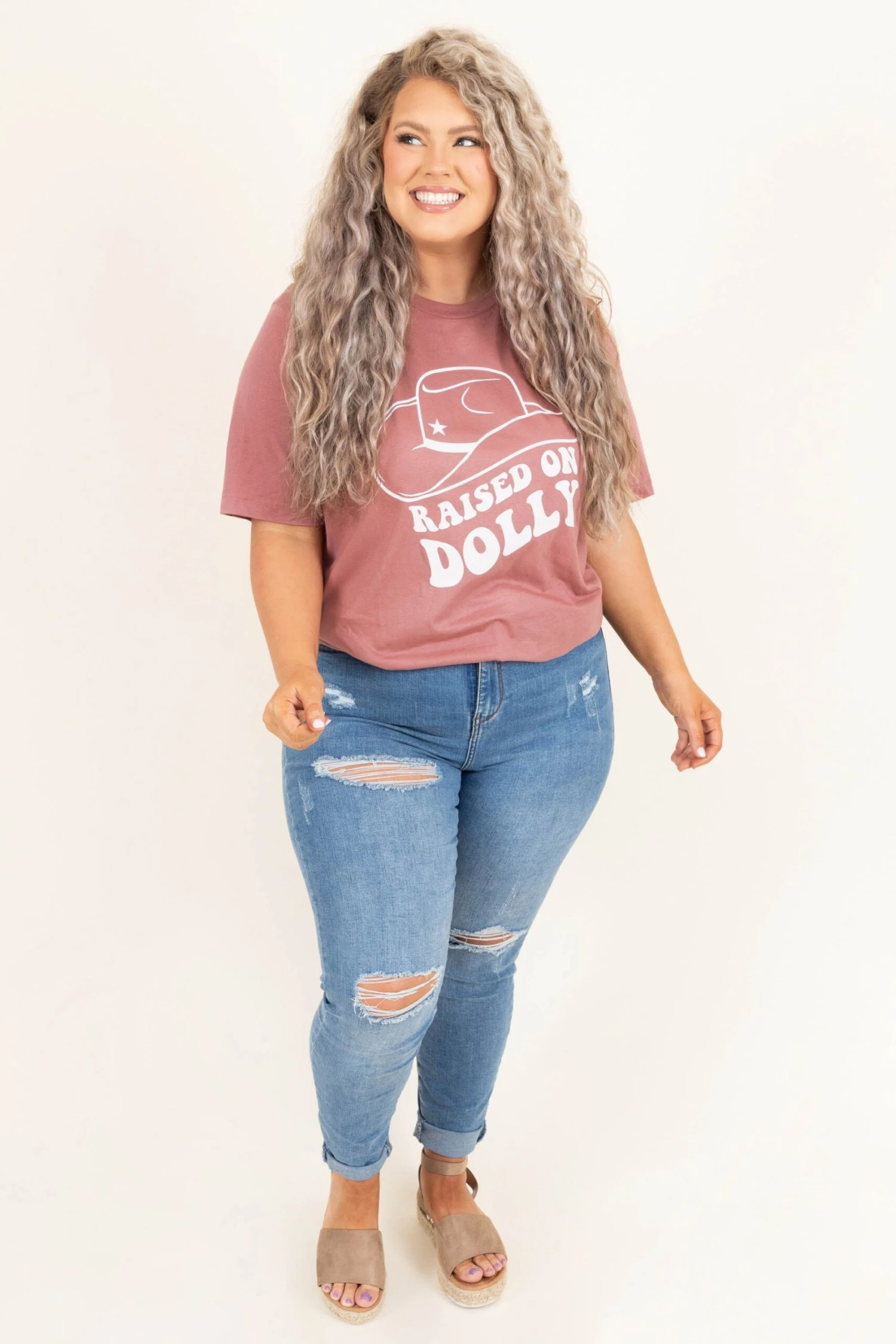 Raised On Dolly Tee, Mauve 2 Raised On Dolly Tee, Mauve - Image 2