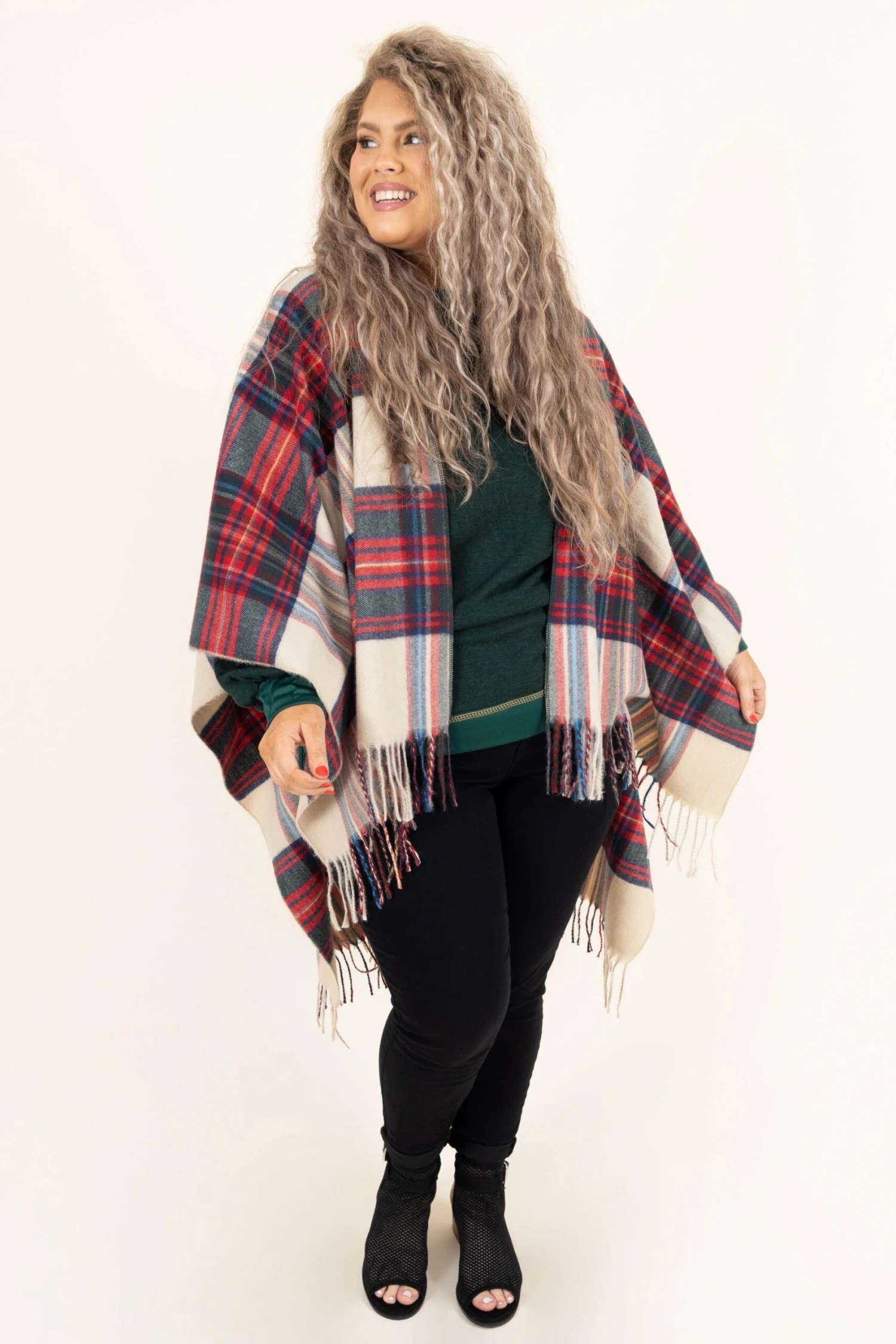 Rocky Road Poncho, Red-Green 2 Rocky Road Poncho, Red-Green - Image 2