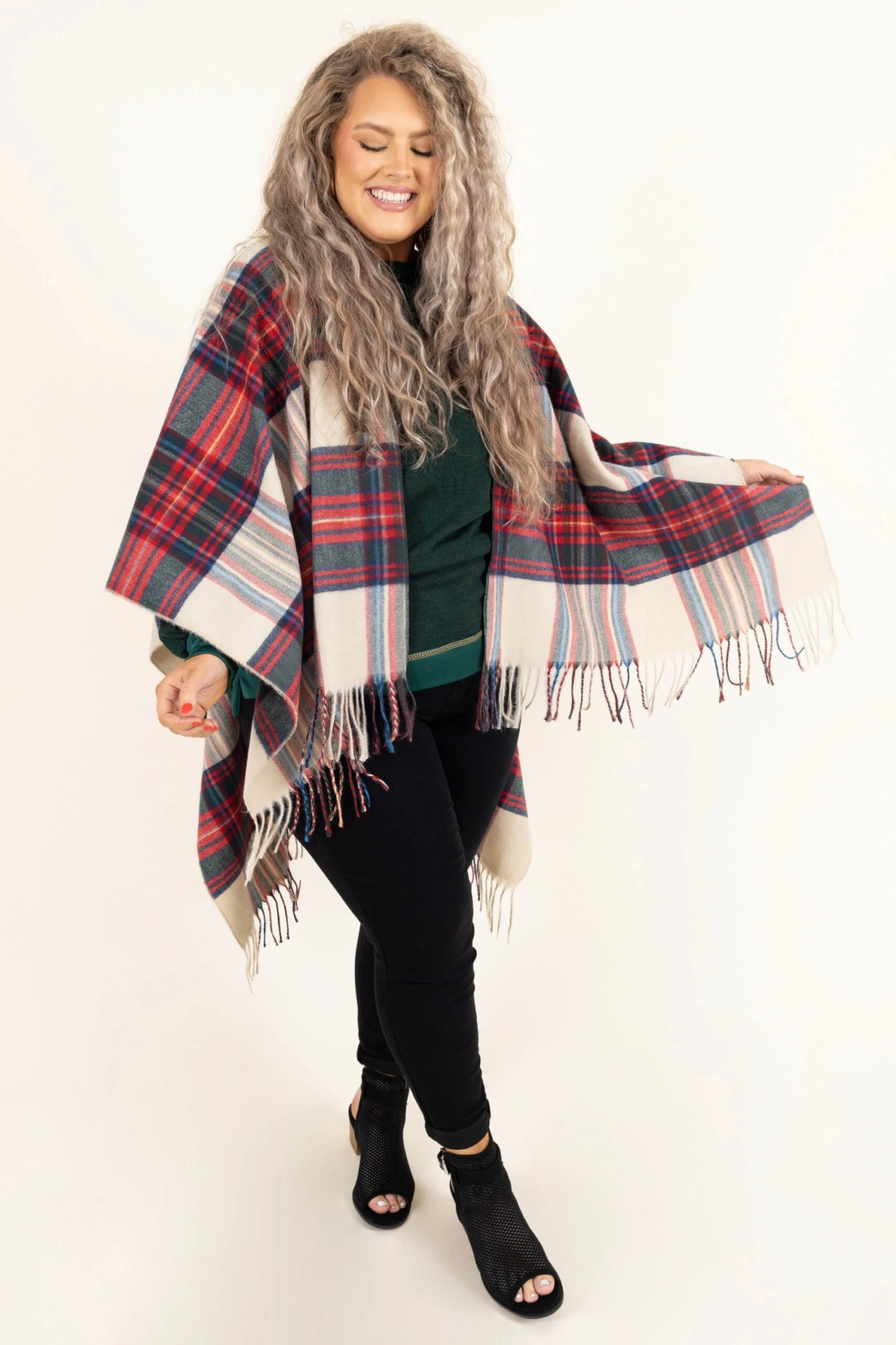 Rocky Road Poncho, Red-Green 3 Rocky Road Poncho, Red-Green - Image 3