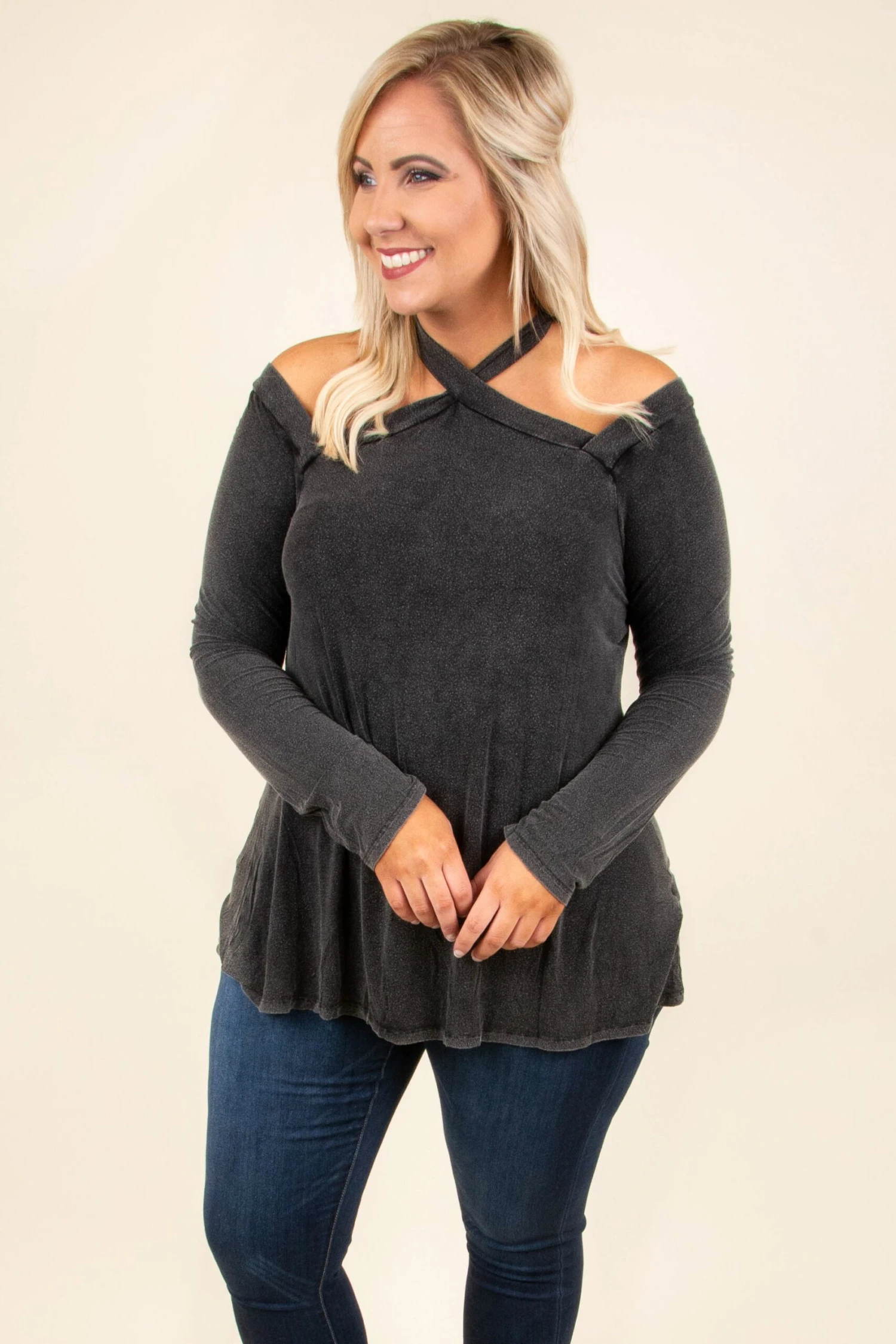 Anything But Basic Top, Charcoal 1 Anything But Basic Top, Charcoal