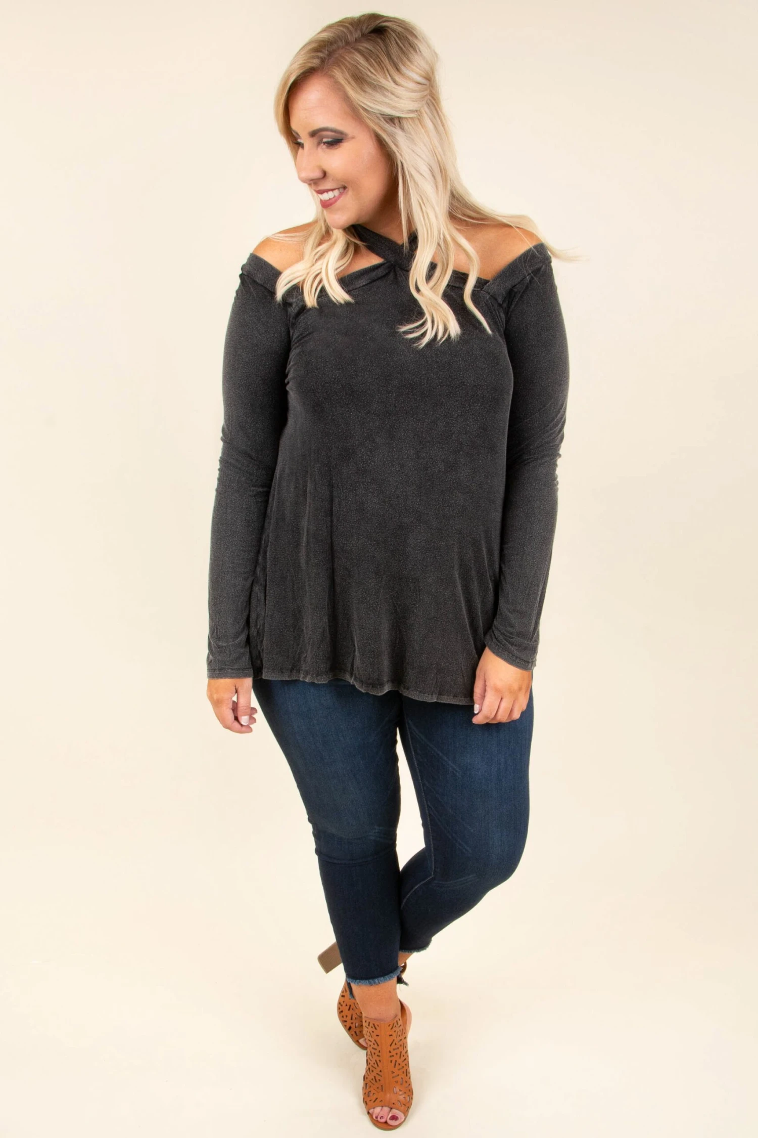 Anything But Basic Top, Charcoal 2 Anything But Basic Top, Charcoal - Image 2