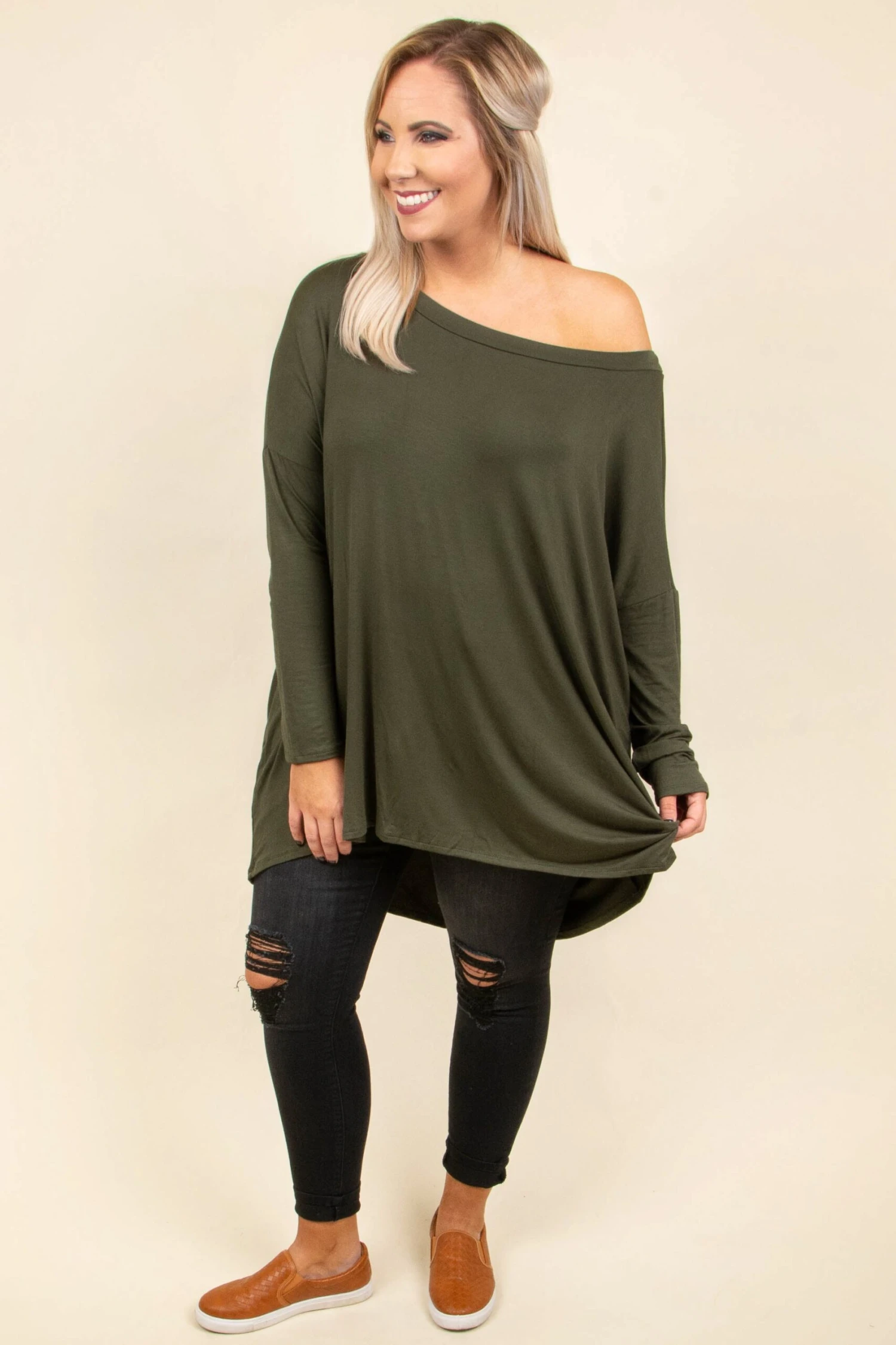 Cozy Mornings Tunic, Olive 2 Cozy Mornings Tunic, Olive - Image 2