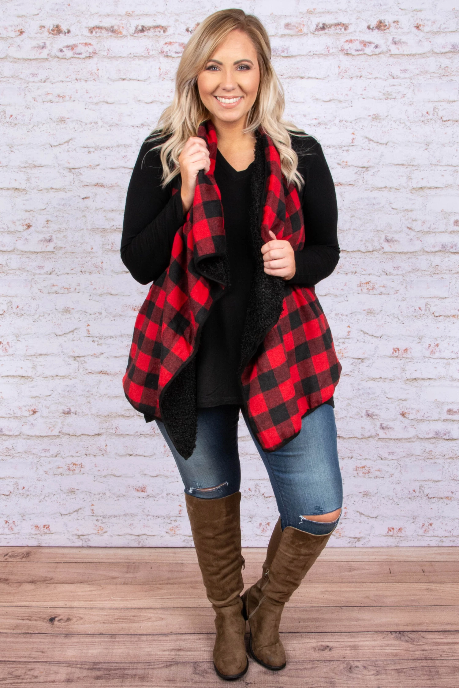 Keep Me Cozy Vest, Red 2 Keep Me Cozy Vest, Red - Image 2