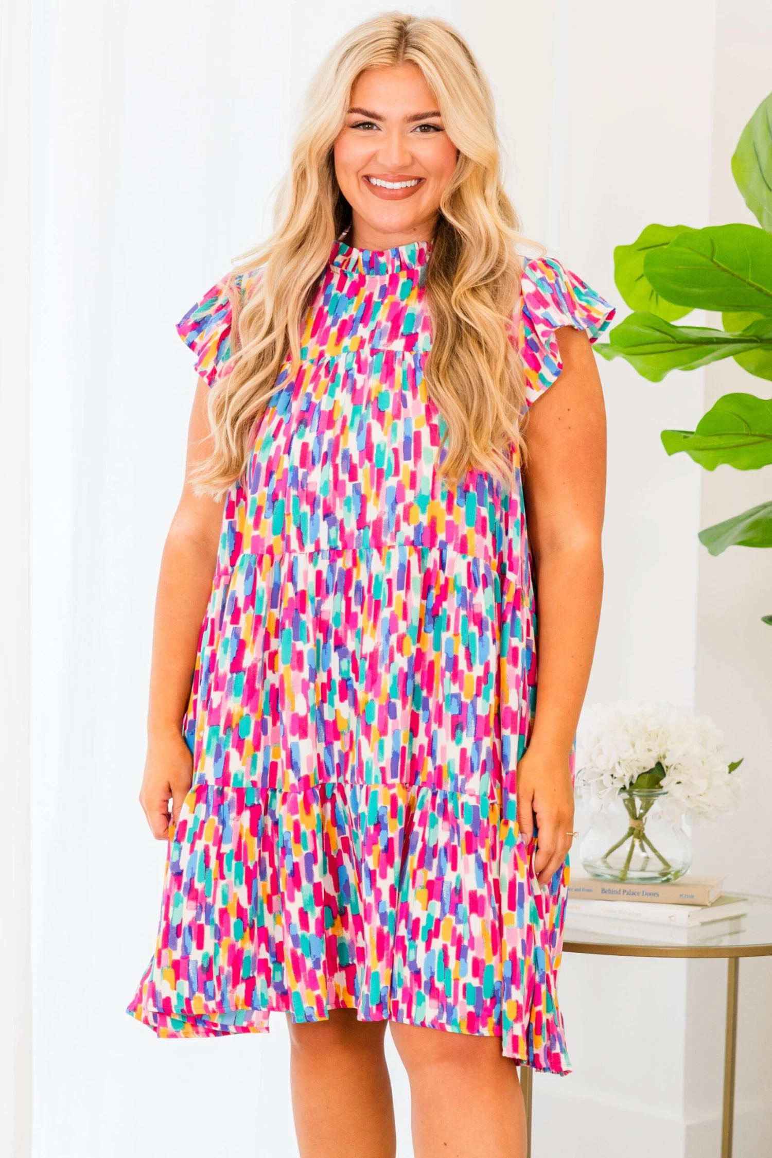 Season To Bloom Dress, Fuchsia 2 Season To Bloom Dress, Fuchsia - Image 2