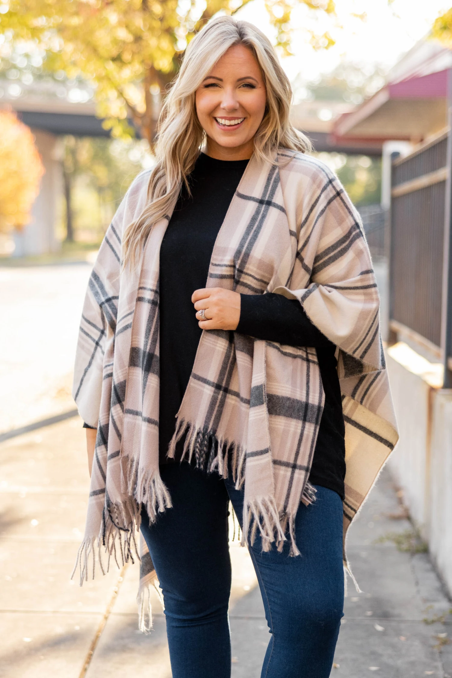 The Overlook Poncho, Taupe 1 The Overlook Poncho, Taupe