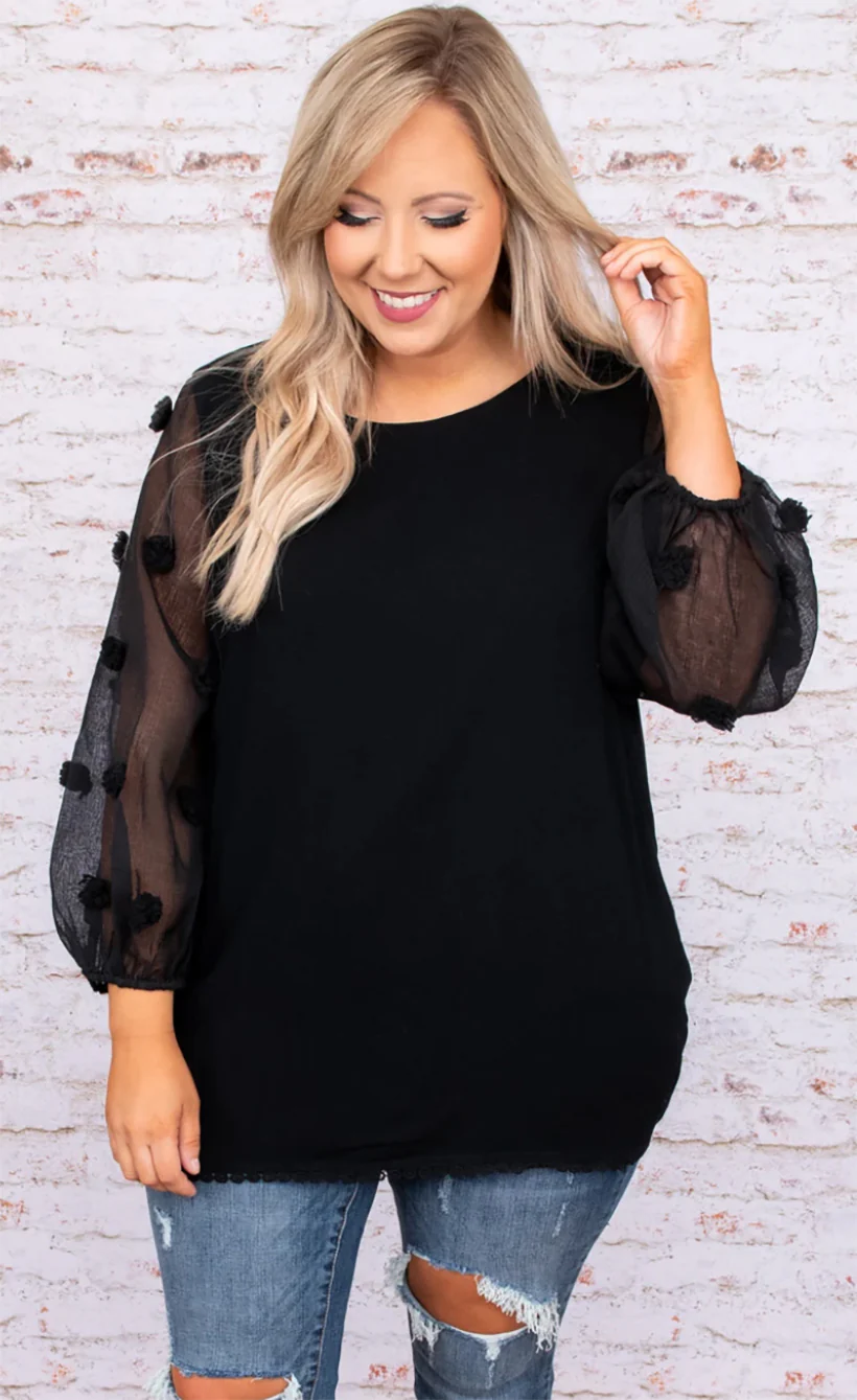 8 Essential Items to Add to Your Fall Capsule Wardrobe 2 8 Essential Items to Add to Your Fall Capsule Wardrobe -Chic Soul Store full figured woman champagne bubbles blouse black